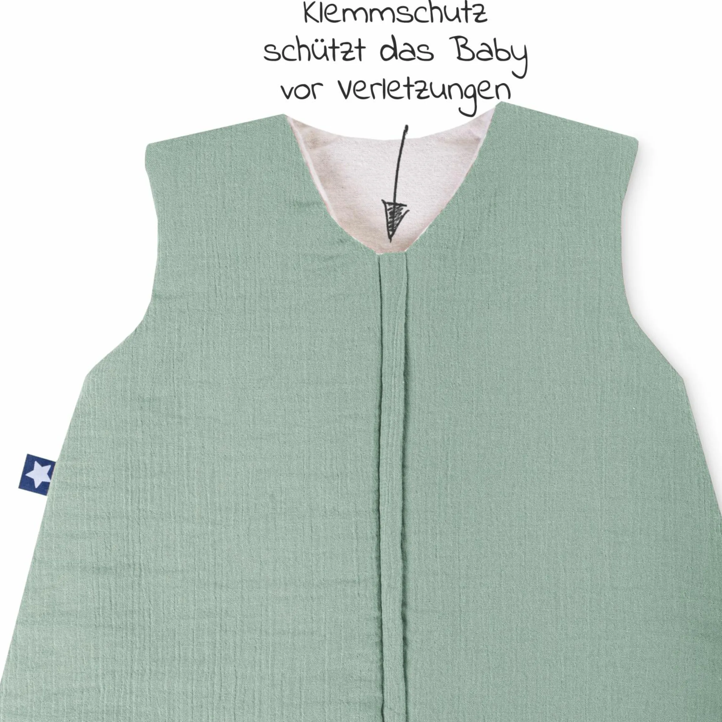 Schlafsack mit Füßen / Jumper wattiert - Musselin - Grün - Gr. 80