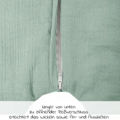 Schlafsack mit Füßen / Jumper wattiert - Musselin - Grün - Gr. 80