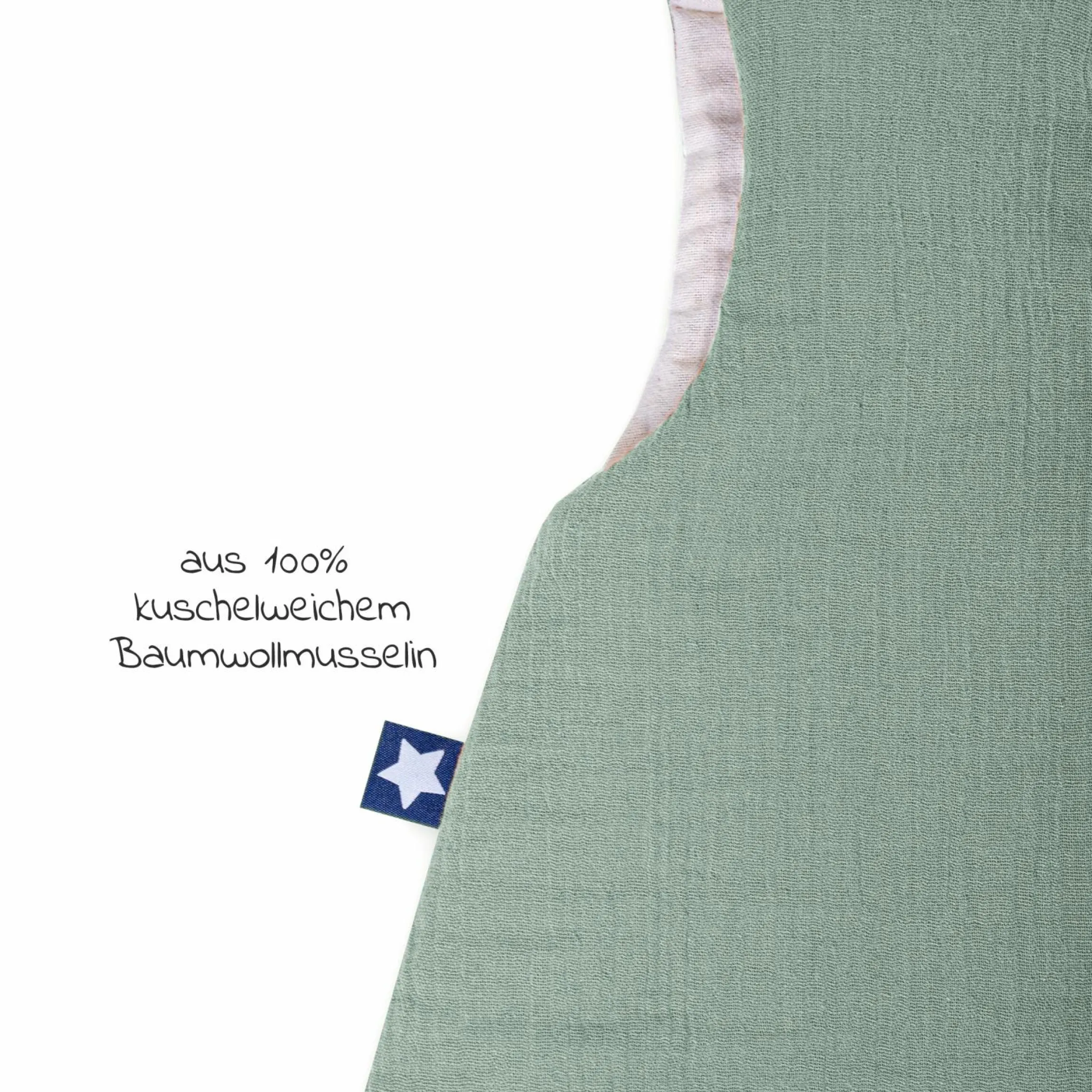 Schlafsack mit Füßen / Jumper wattiert - Musselin - Grün - Gr. 80
