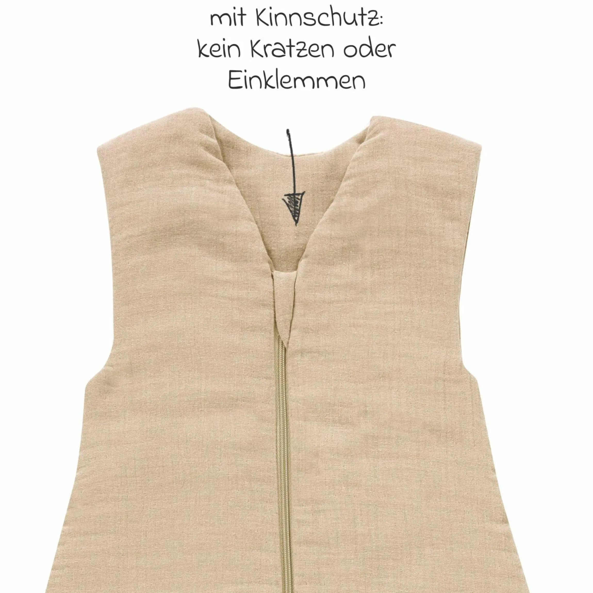 Schlafsack mit Füßen Sleep-Overall 4 Season Mull - Sand-Beige - Gr. 70 cm