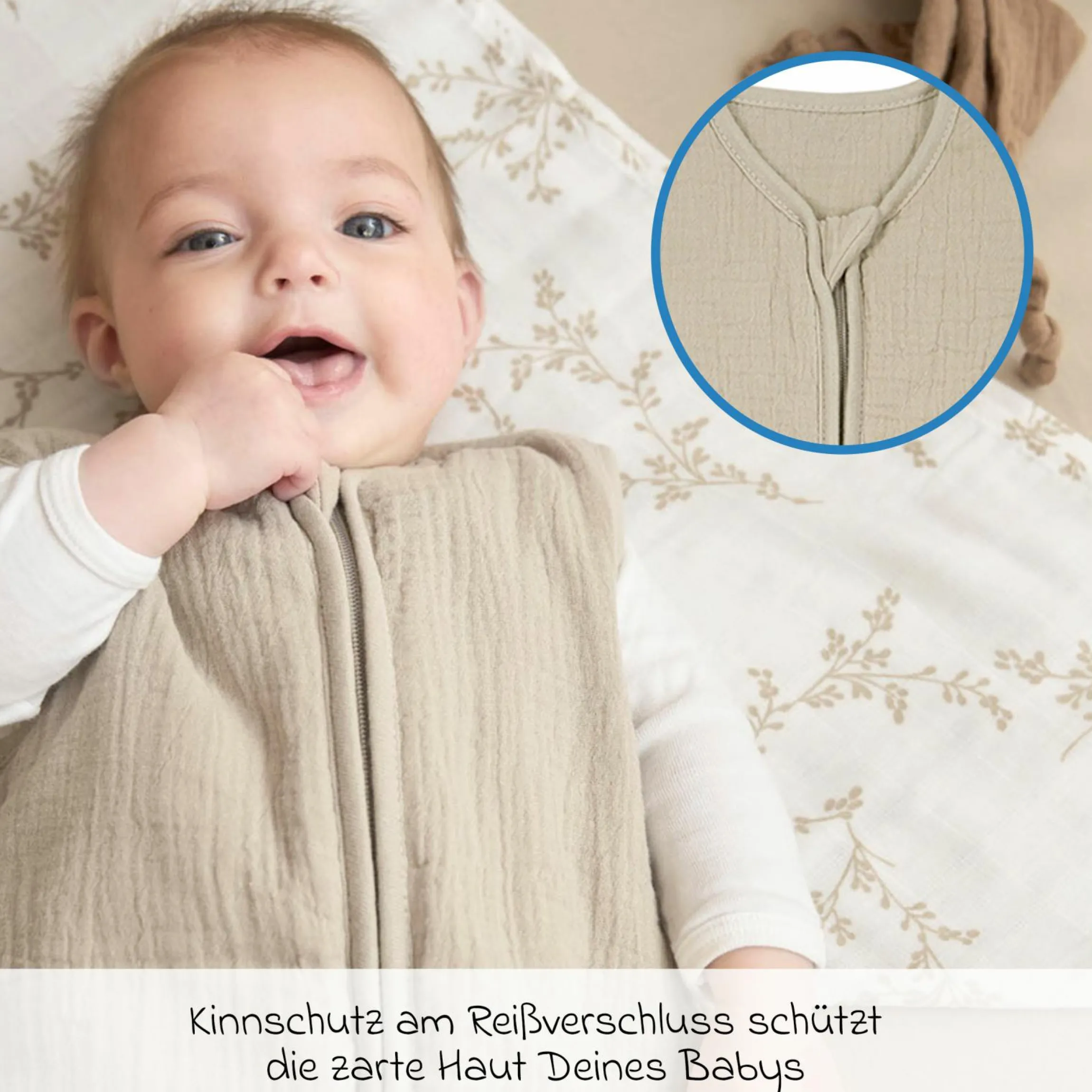 Schlafsack Musselin wattiert - Sand - Gr. 60 cm