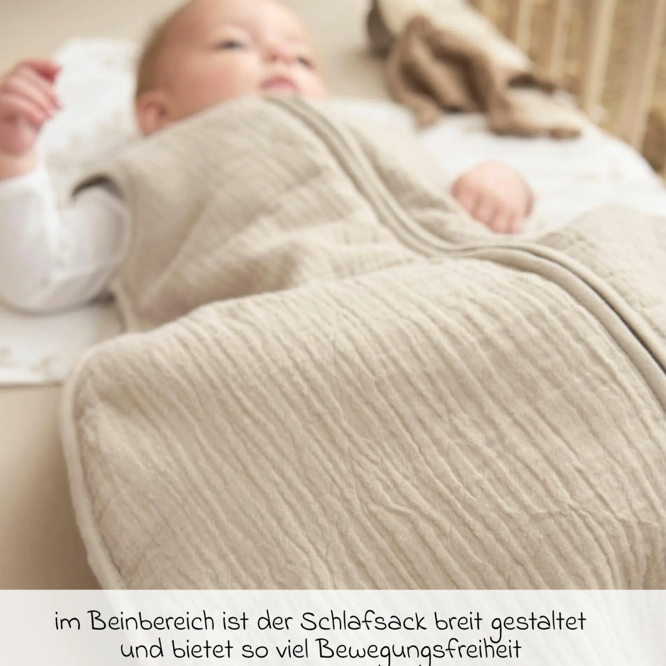 Schlafsack Musselin wattiert - Sand - Gr. 60 cm
