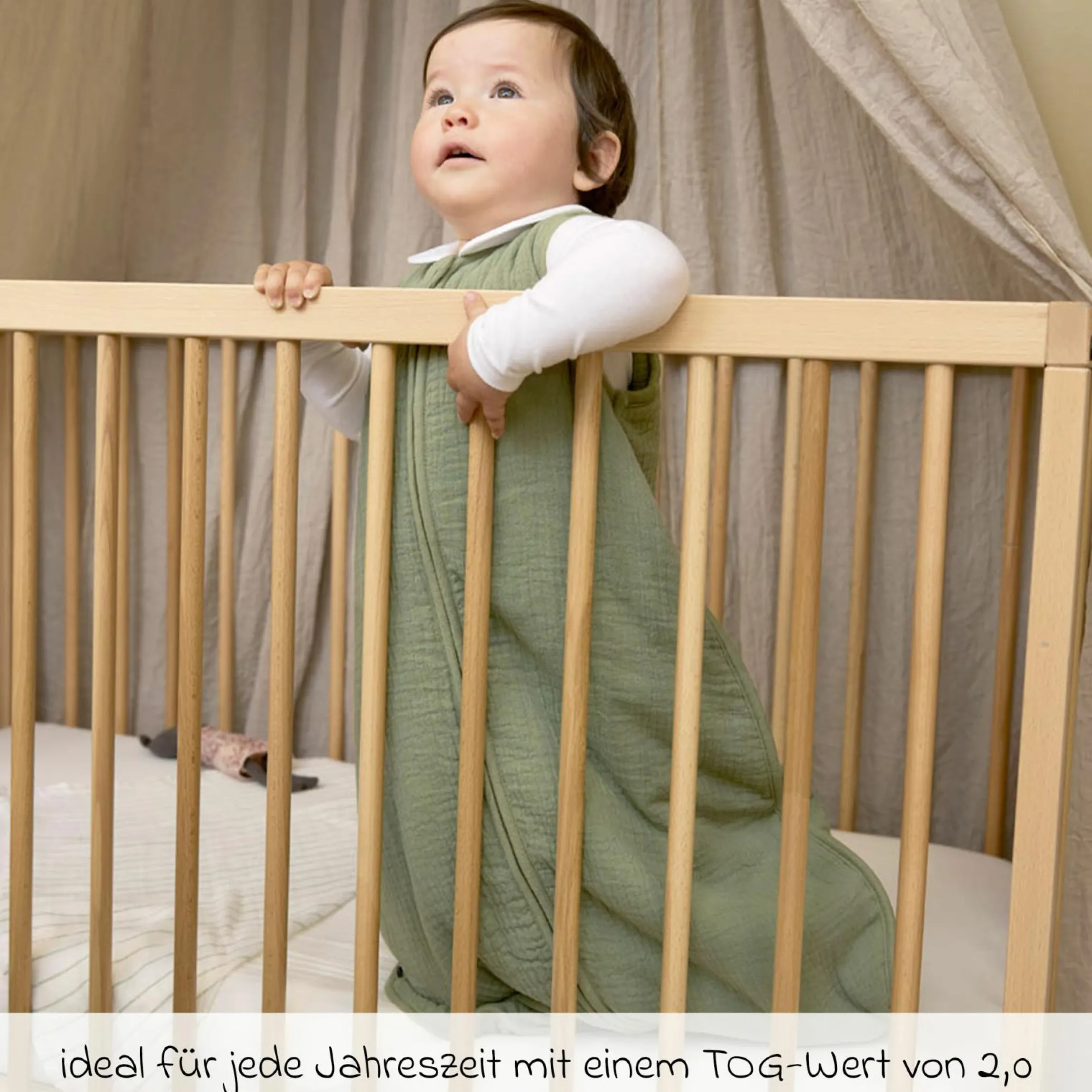 Schlafsack Musselin wattiert - Olive Green - Gr. 60 cm