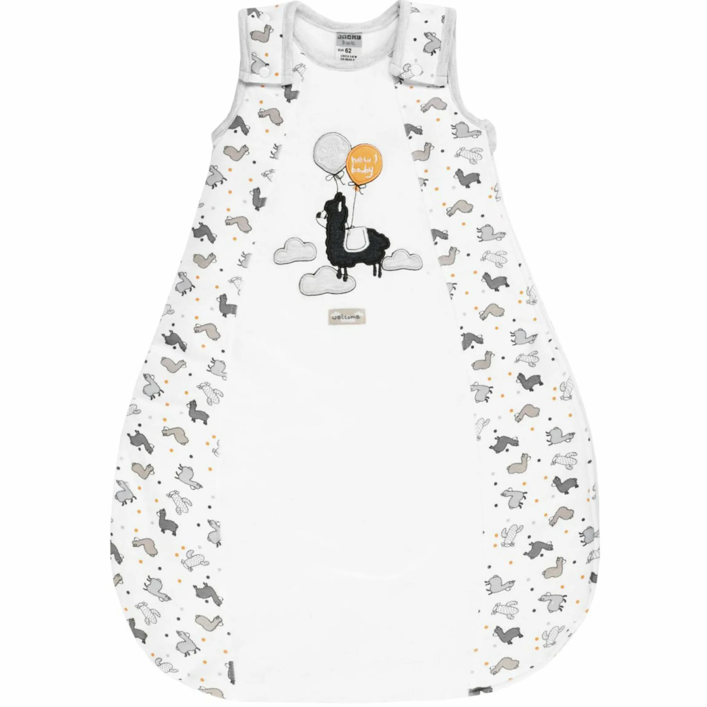 Schlafsack wattiert - Lama Allover Offwhite - Gr. 62