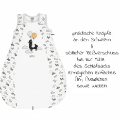 Schlafsack wattiert - Lama Allover Offwhite - Gr. 62