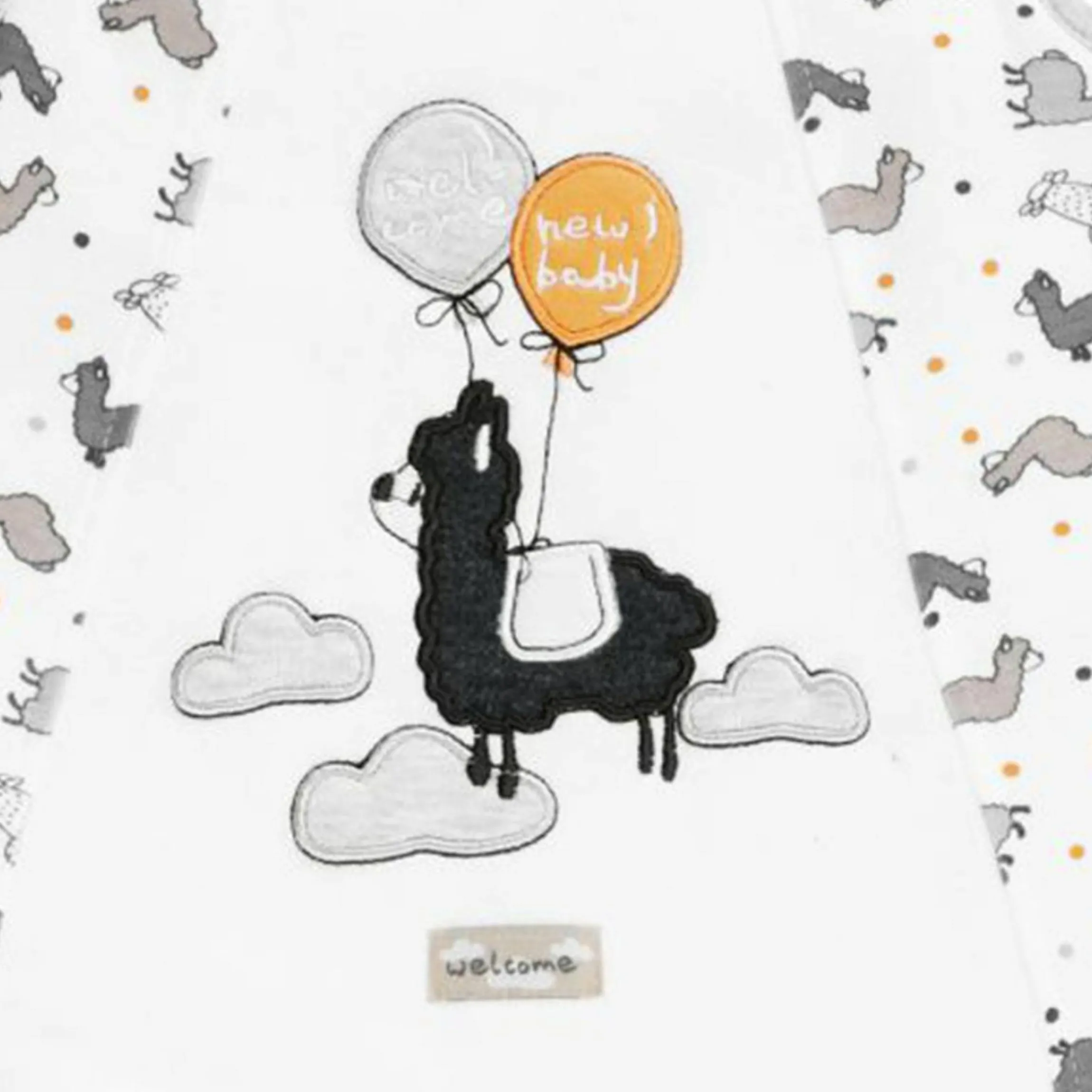 Schlafsack wattiert - Lama Allover Offwhite - Gr. 62