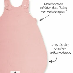 Schlafsack wattiert - Musselin Dusty Rose - Gr. 56 / 62