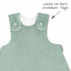 Schlafsack wattiert - Musselin Grün - Gr. 50 / 56