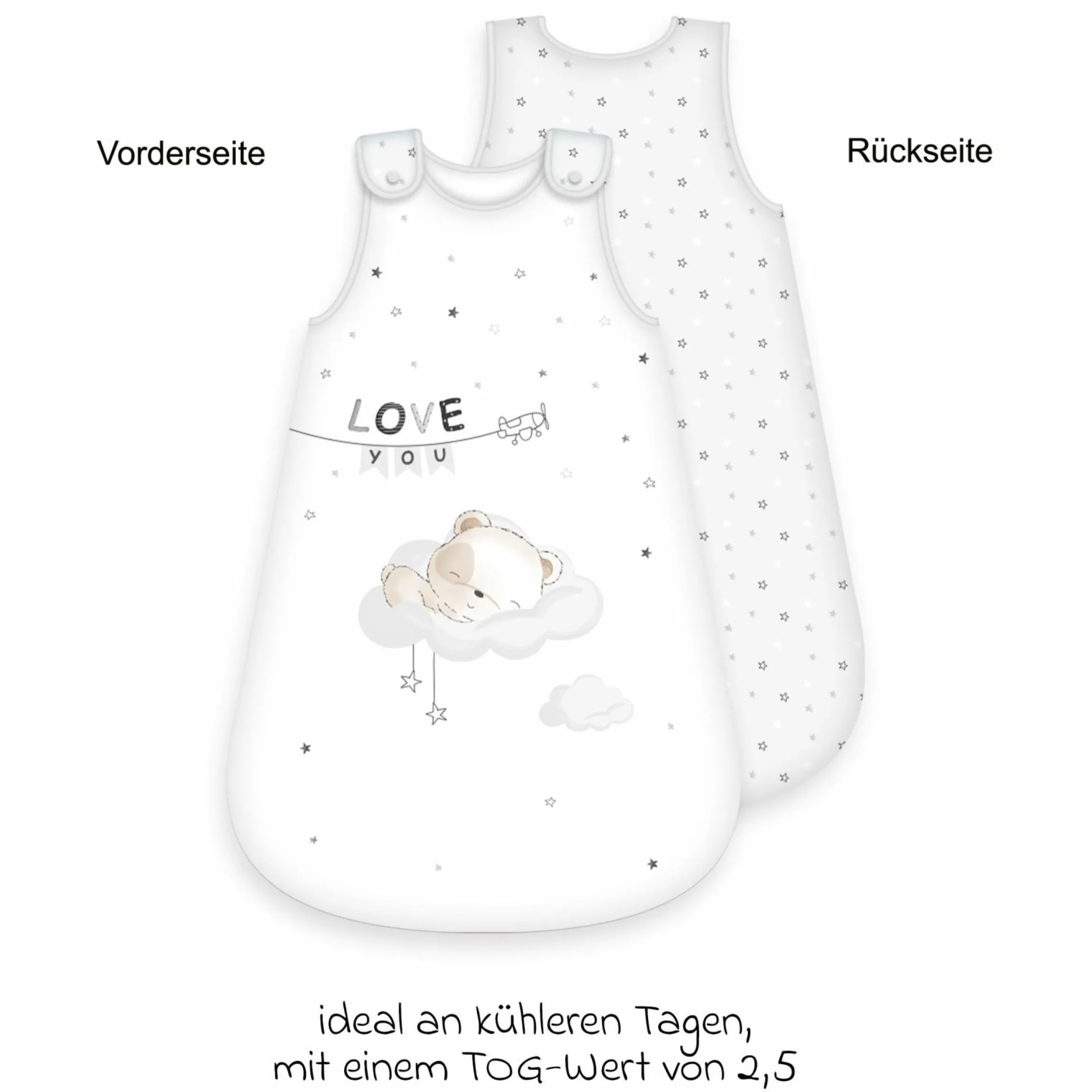 Schlafsack wattiert - Sleeping Little Bear - Gr. 70 cm