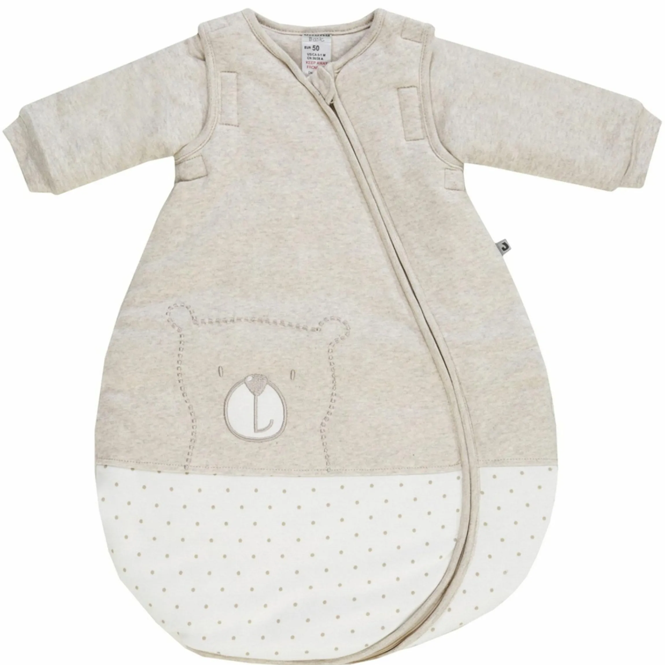 Schlafsack wattiert Ärmel abnehmbar - Badu Bär - Beige - Gr. 74