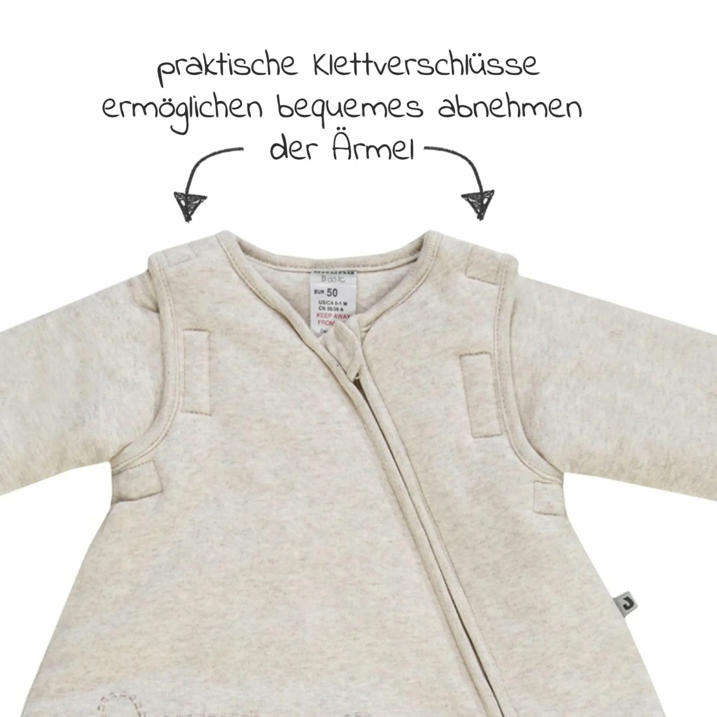 Schlafsack wattiert Ärmel abnehmbar - Badu Bär - Beige - Gr. 74