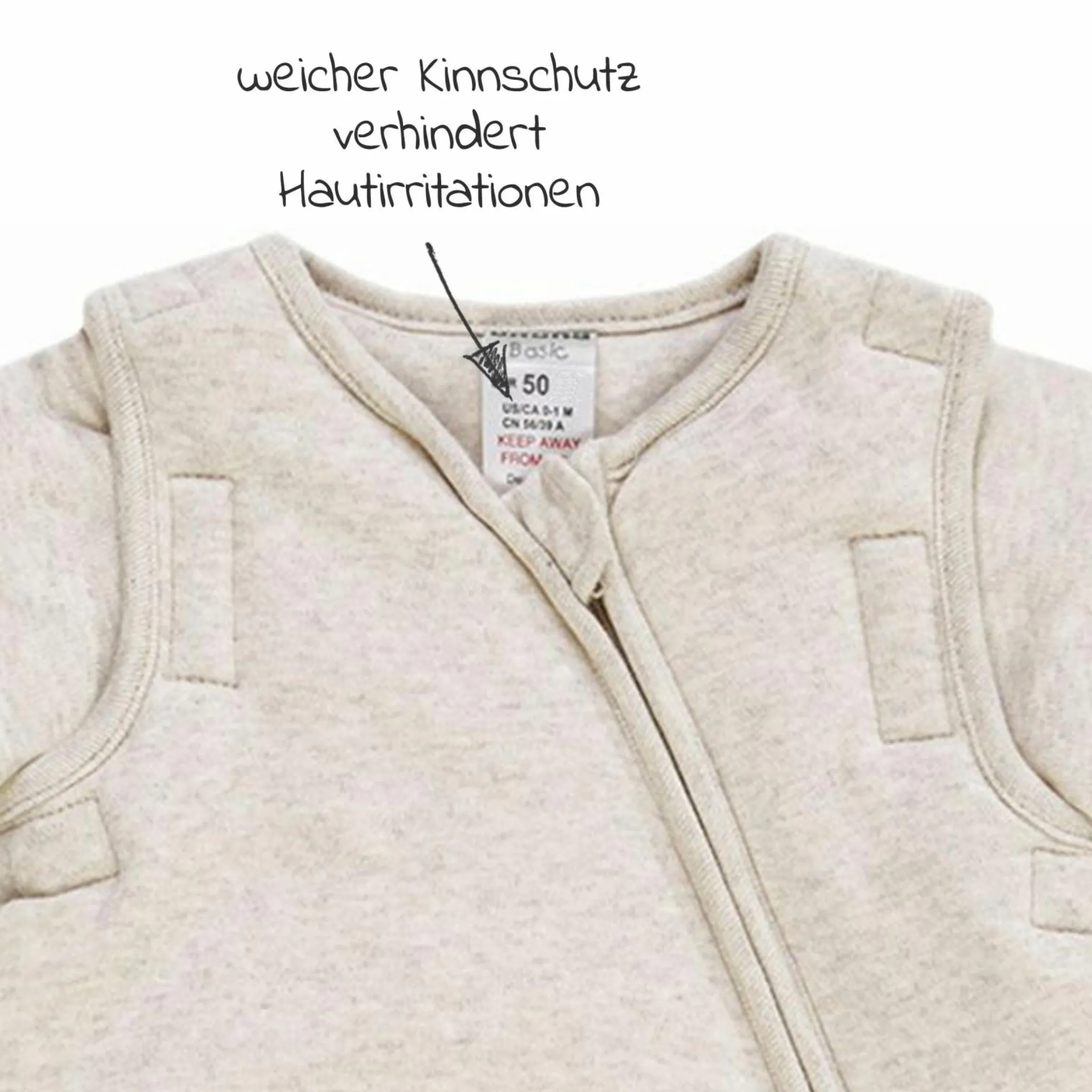 Schlafsack wattiert Ärmel abnehmbar - Badu Bär - Beige - Gr. 74