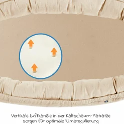 Schlummer-Nestchen Musselin mit klimaregulierender Kaltschaum-Matratze - Sand-Beige
