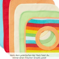 Schlupf-Lätzchen 6er Pack Frottee mit Folienrückseite - Rainbow
