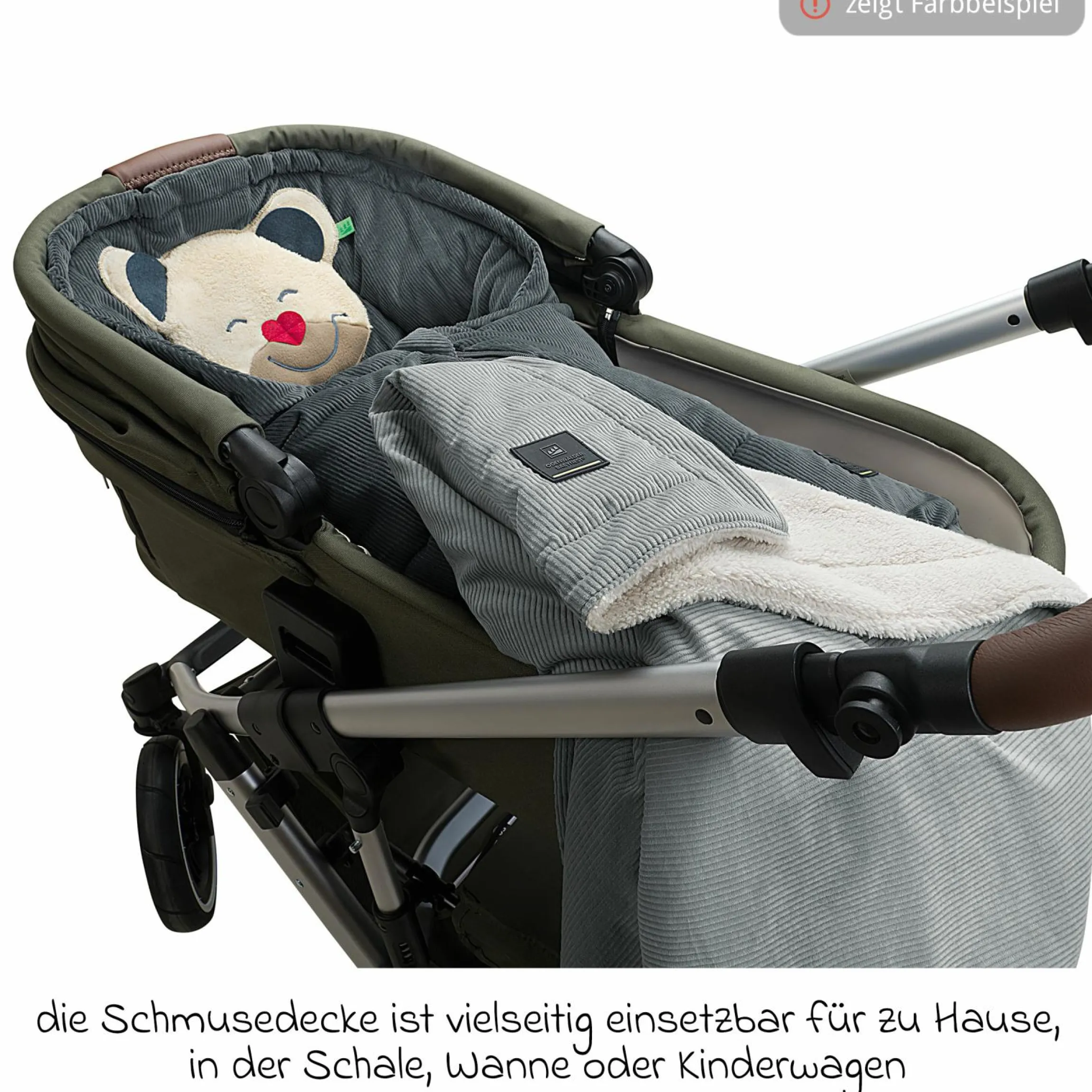 Schmusedecke Cord für die Wanne, Schale oder Kinderwagen 68 x 100 cm - Eucalyptus