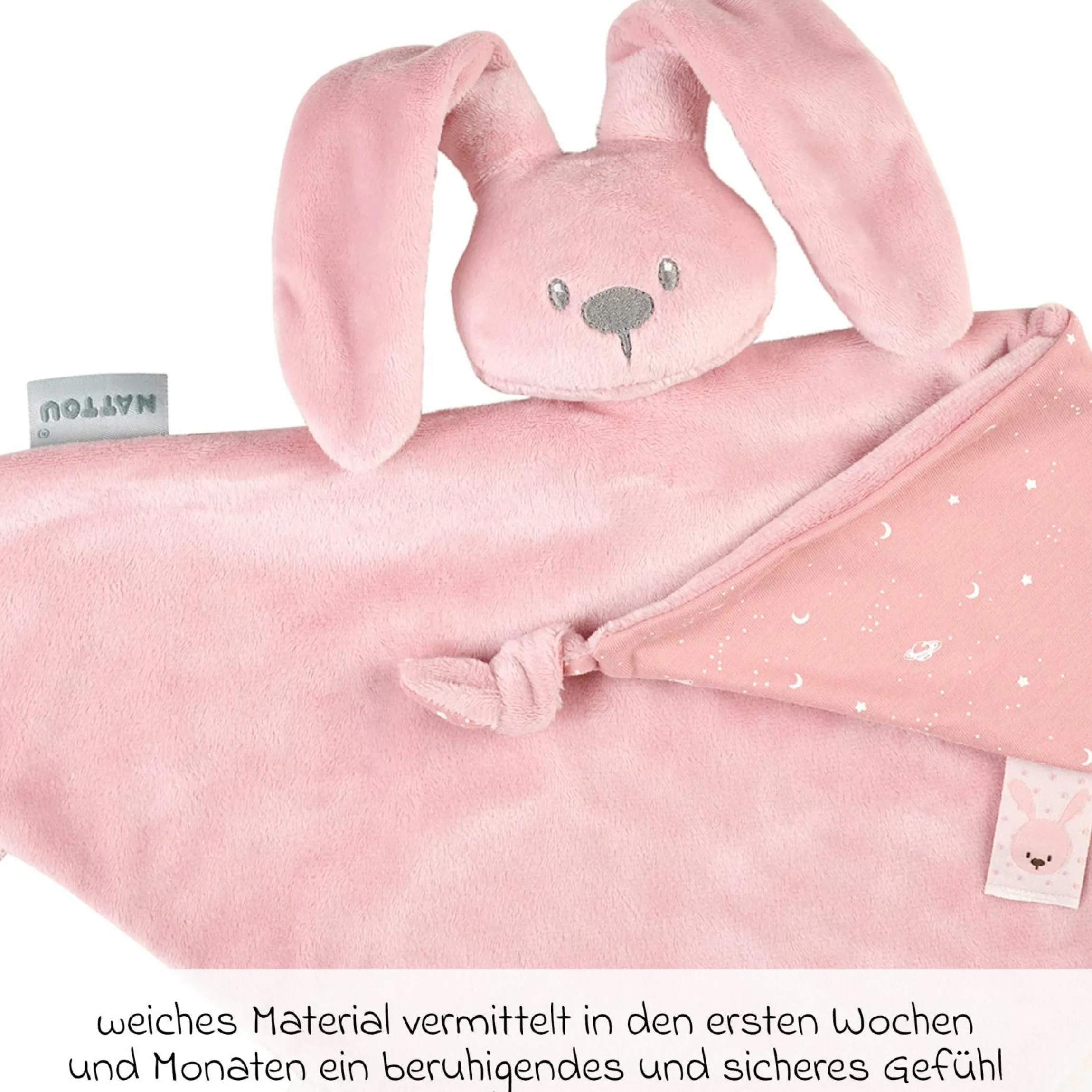 Schmusetuch Glow in the dark 65 x 40 cm - Hase Lapidou - Old Pink