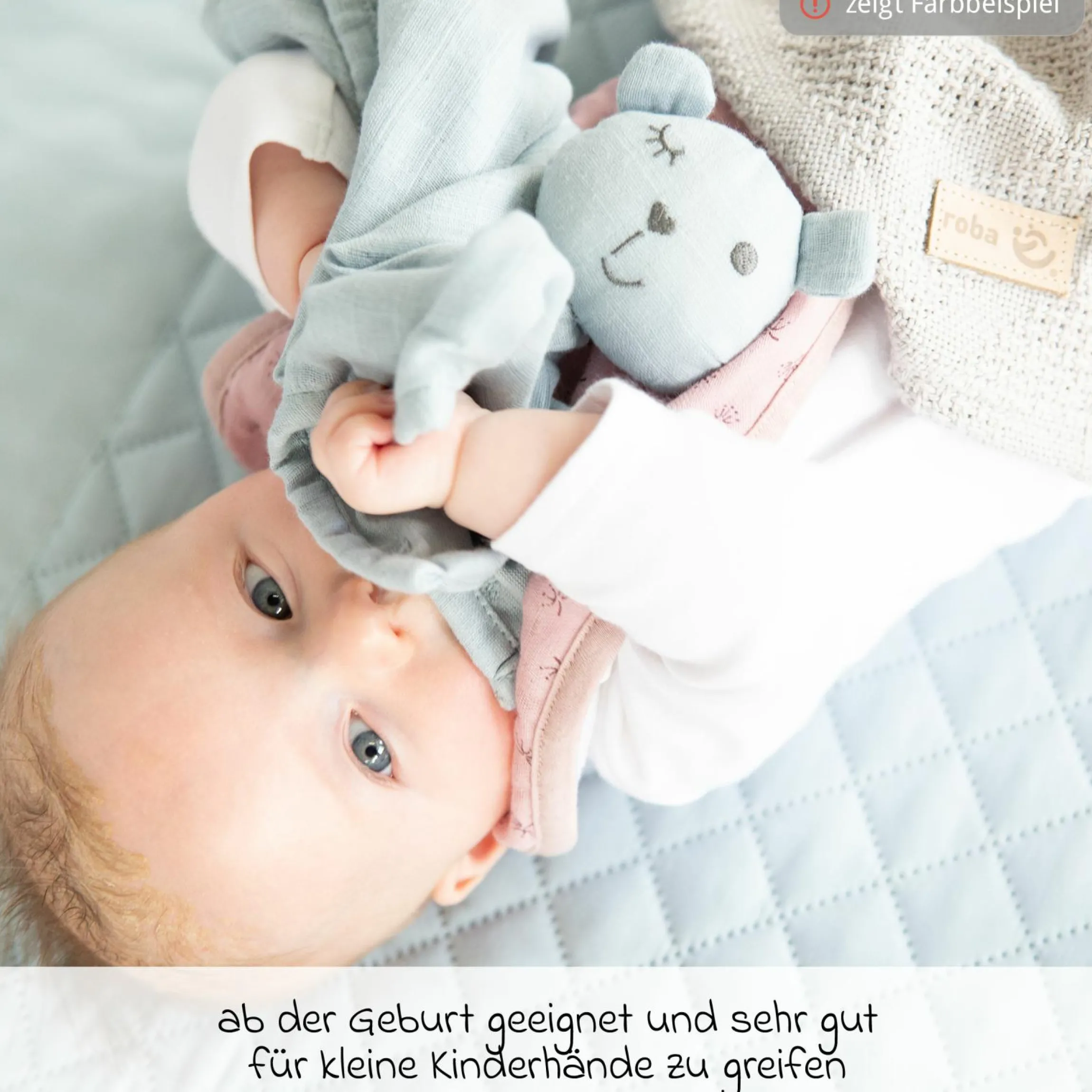 Schmusetuch mit Organic Bio-Baumwolle GOTS 40 x 40 cm - Lil Planet - Frosty Green