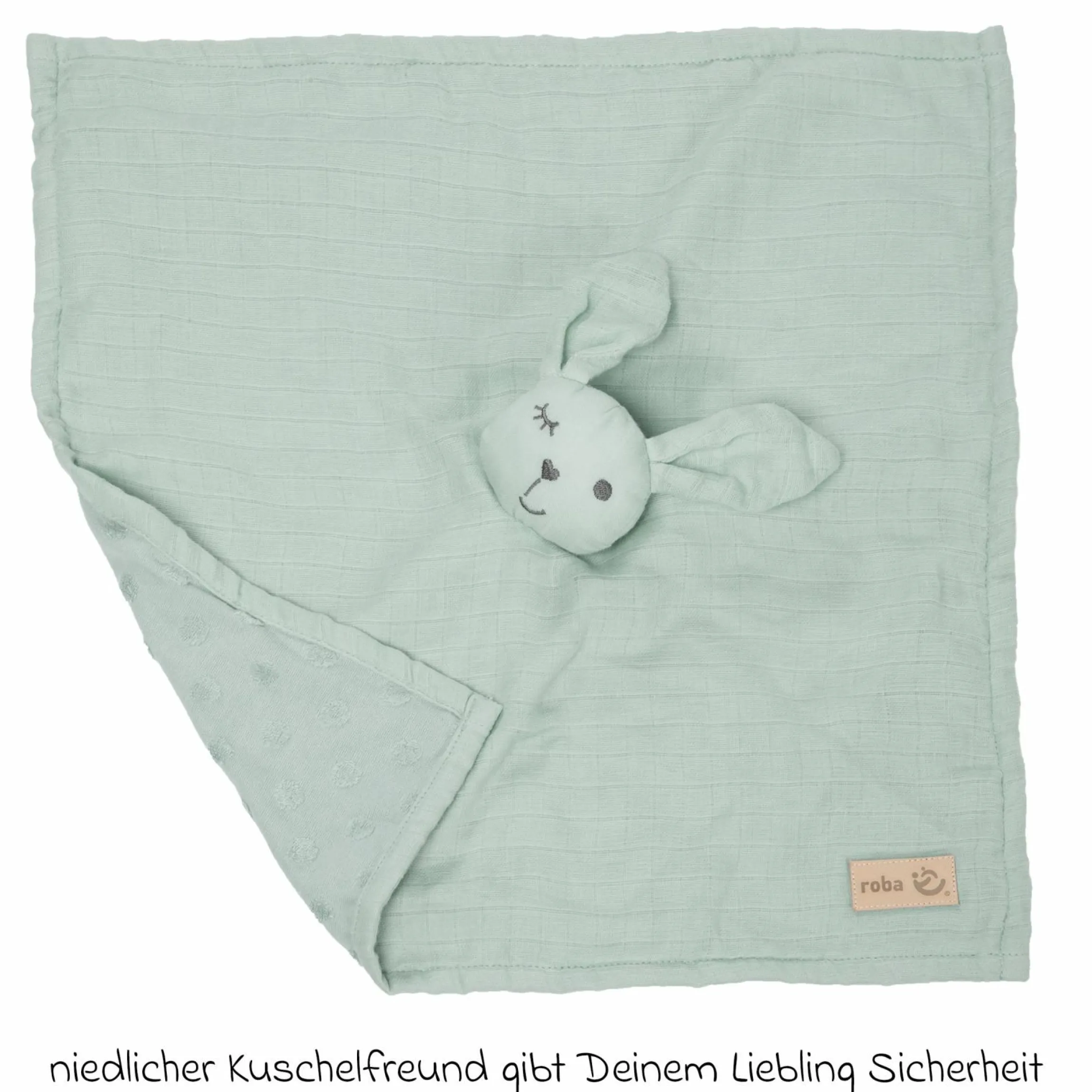 Schmusetuch mit Organic Bio-Baumwolle GOTS 40 x 40 cm - Lil Planet - Frosty Green