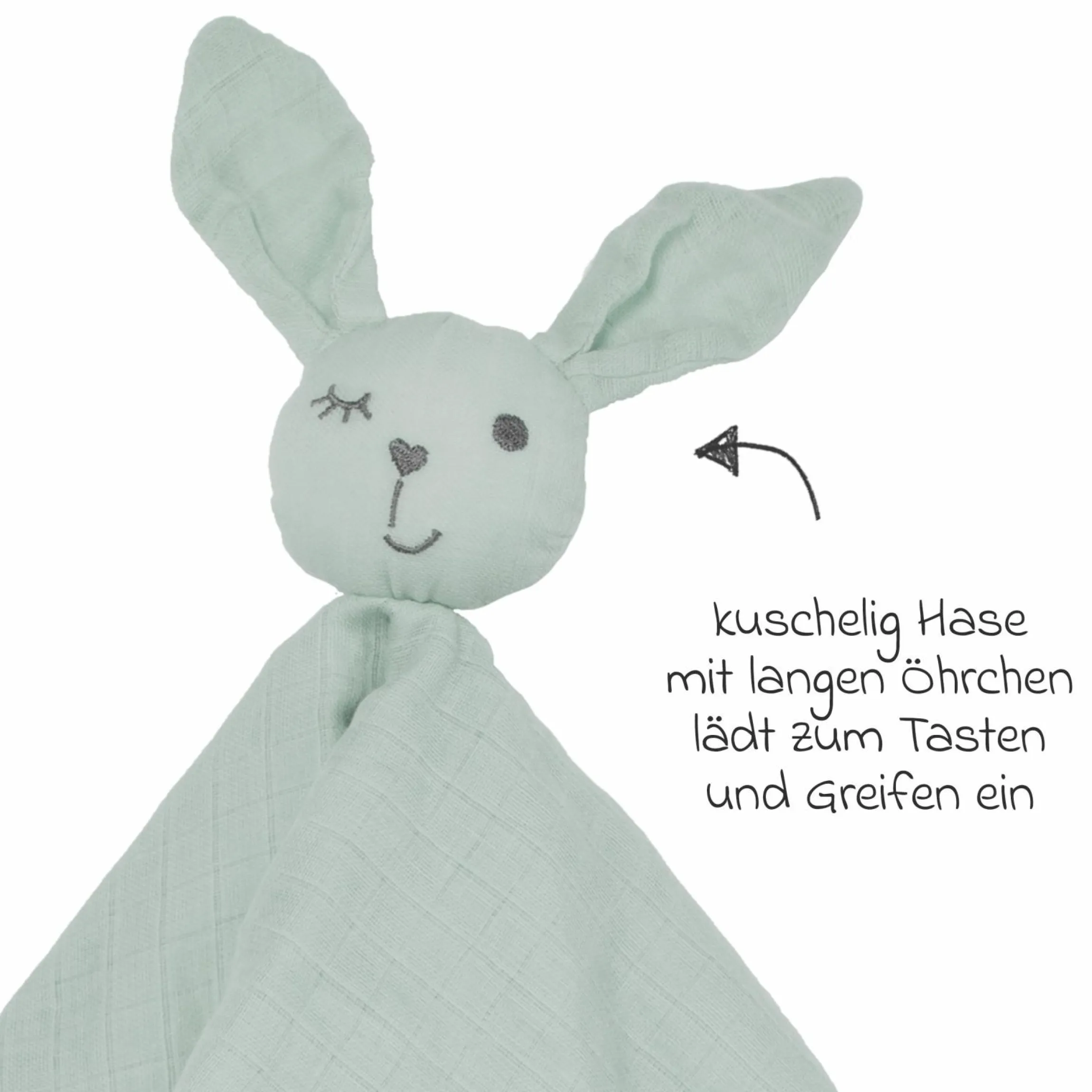 Schmusetuch mit Organic Bio-Baumwolle GOTS 40 x 40 cm - Lil Planet - Frosty Green
