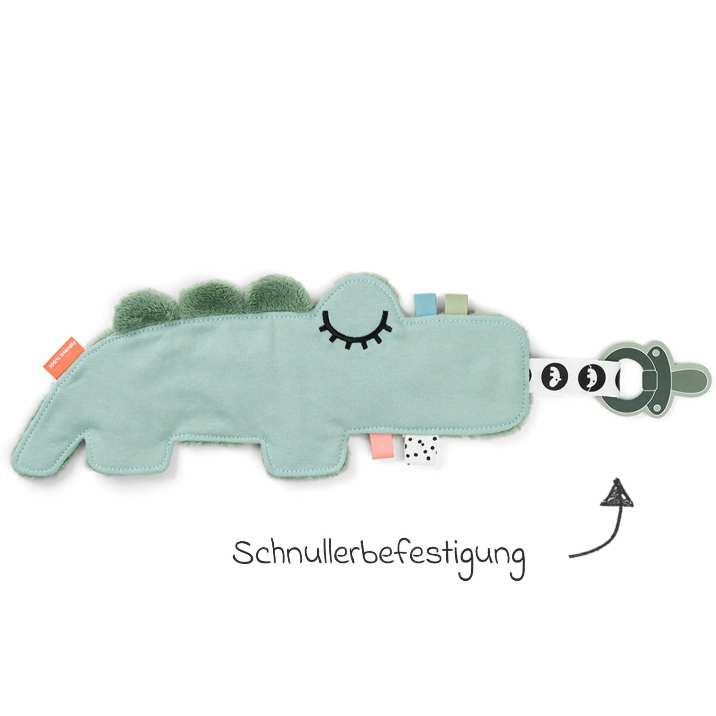 Schmusetuch mit Schnullerhalter - Croco - Grün