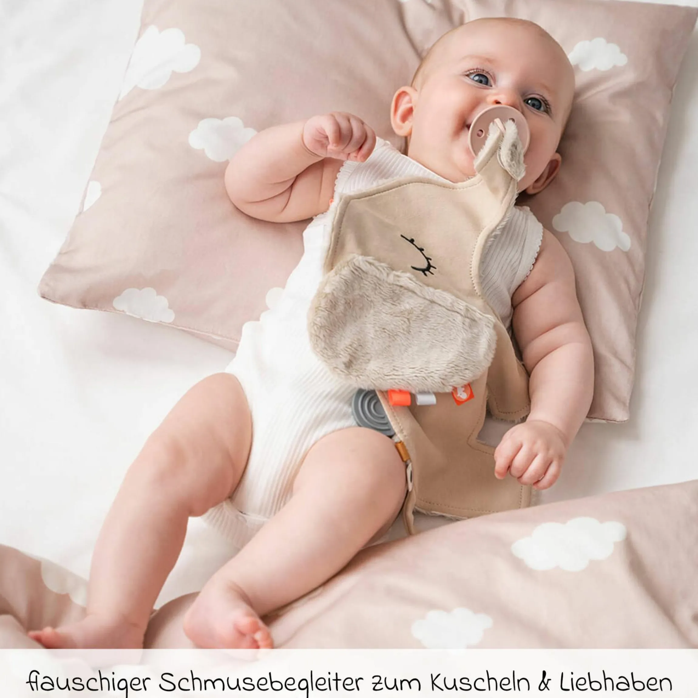 Schmusetuch mit Schnullerhalter - Elphee - Sand