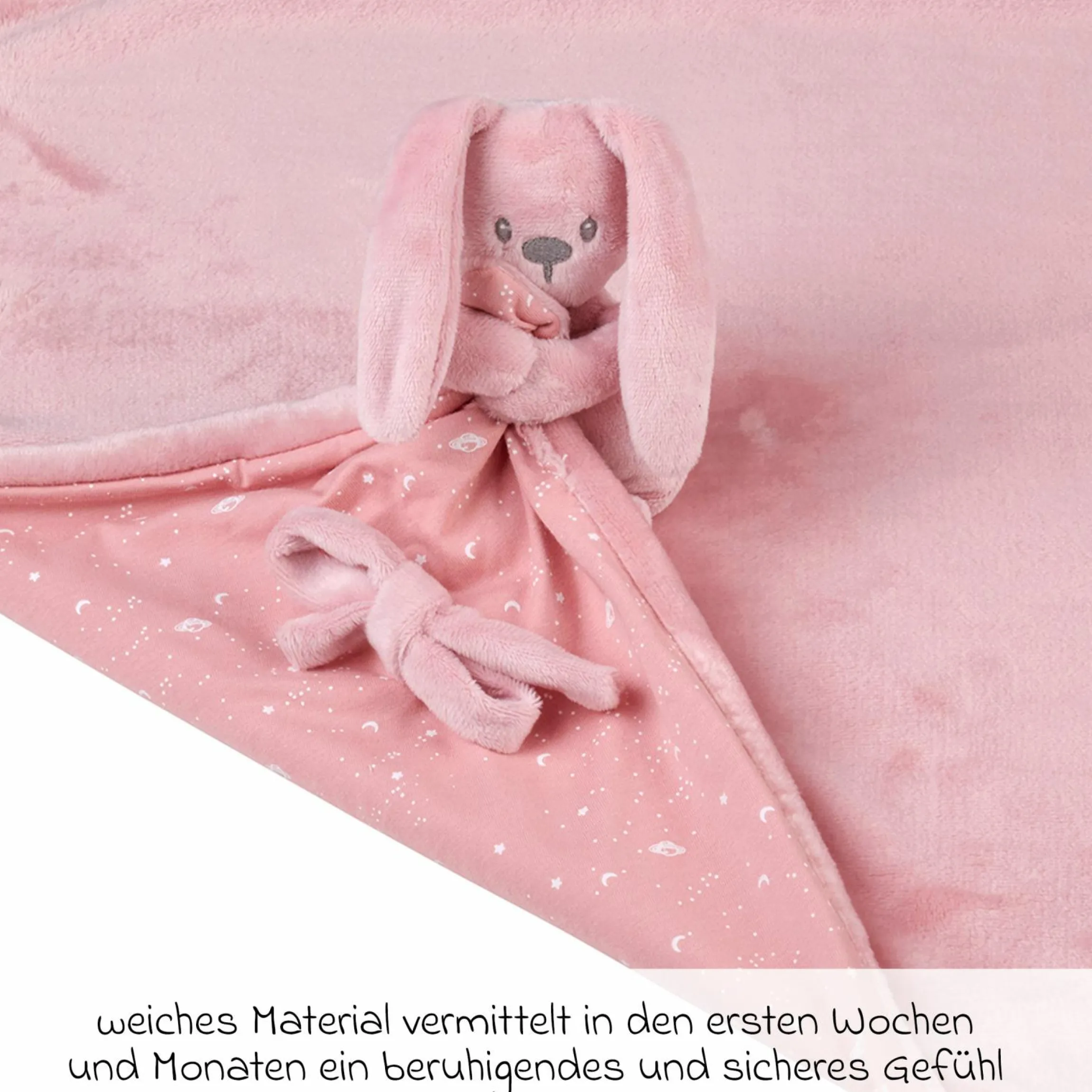 Schmusetuch XXL & Mini-Kuscheltier Glow in the dark - Hase Lapidou - Old Pink