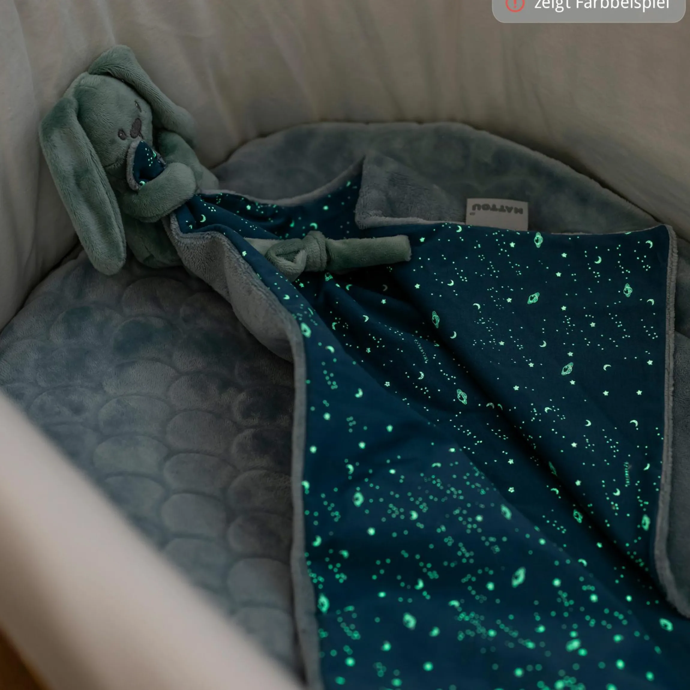 Schmusetuch XXL & Mini-Kuscheltier Glow in the dark - Hase Lapidou - Old Pink