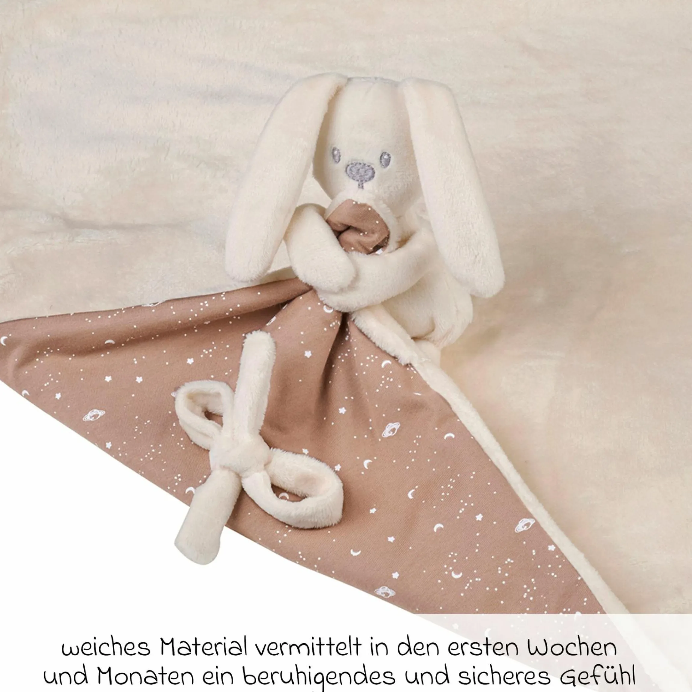 Schmusetuch XXL & Mini-Kuscheltier Glow in the dark - Hase Lapidou - Sand