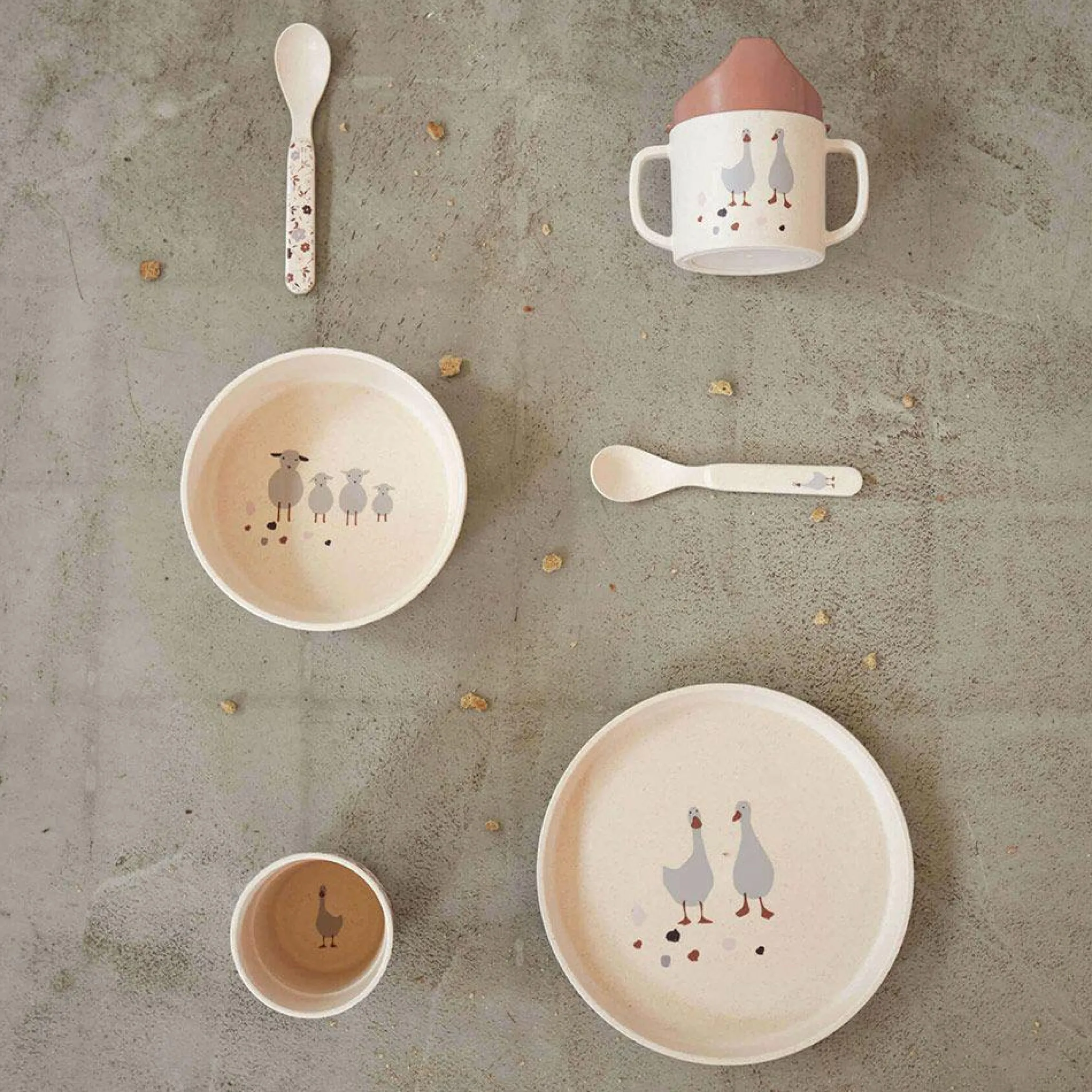 Schnabeltasse mit Doppelgriff - Tiny Farmer - Sheep & Goose