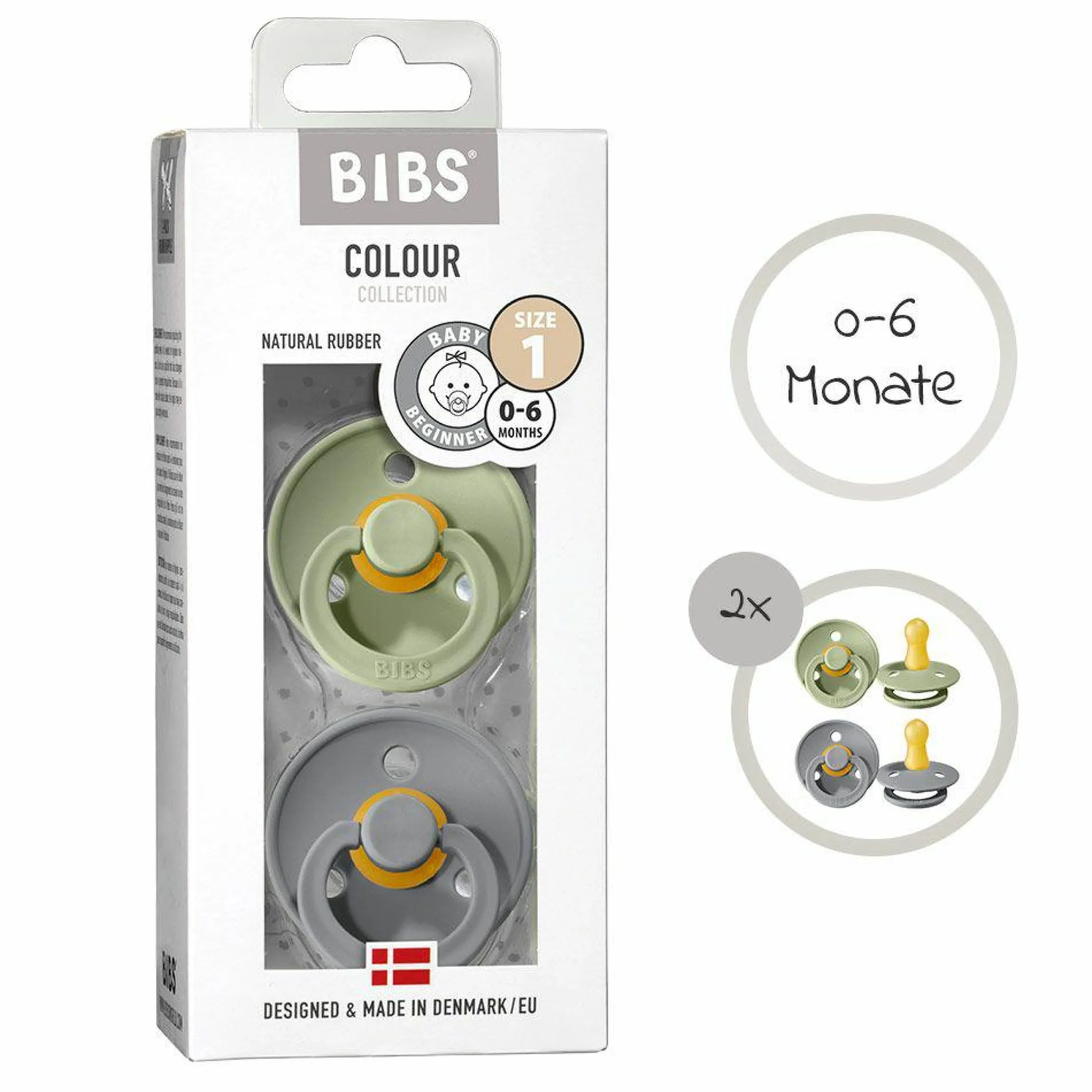 Schnuller - Colour 2er Pack - Sage / Cloud - Gr. 0-6 M