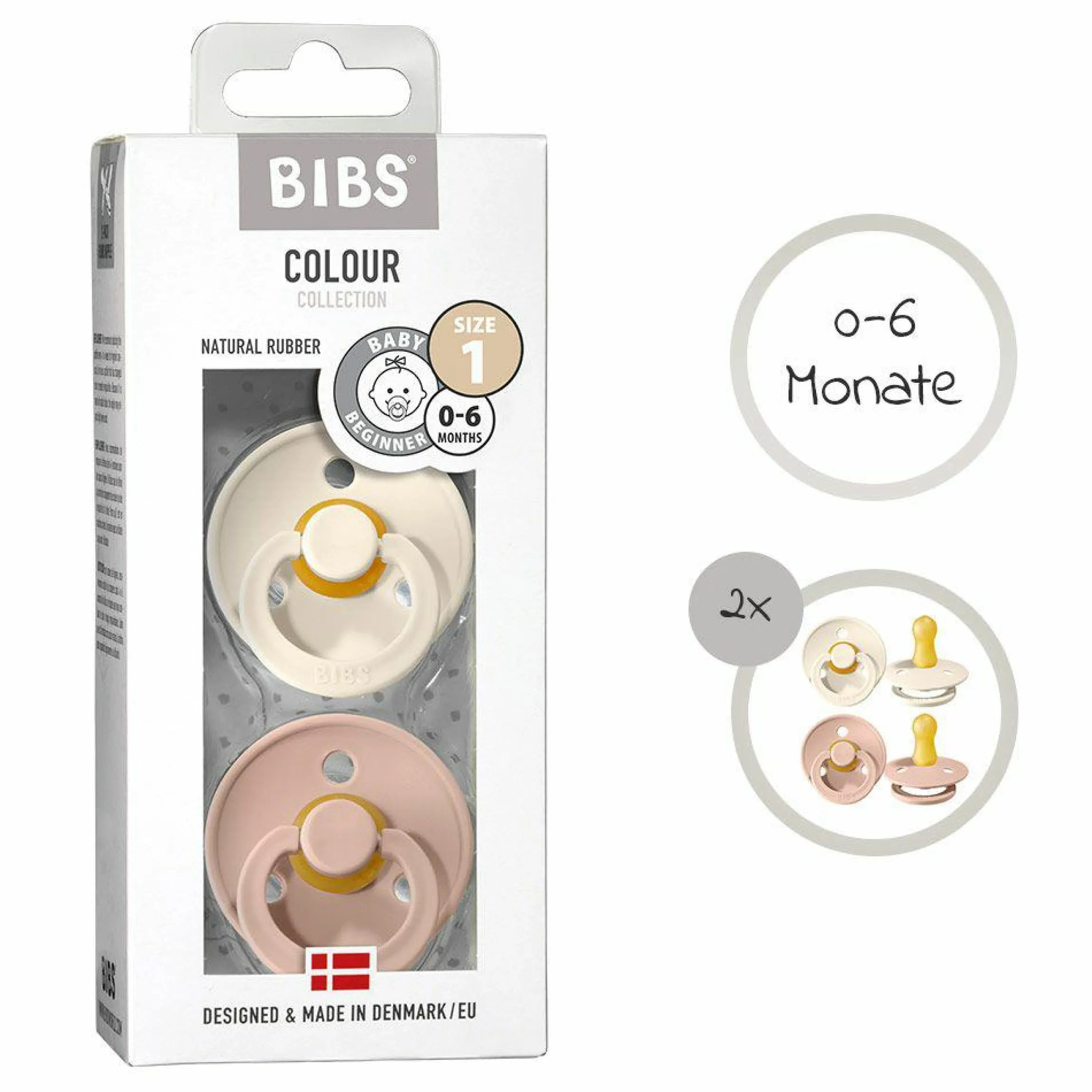 Schnuller - Colour 2er Pack - Ivory / Blush - Gr. 0-6 M