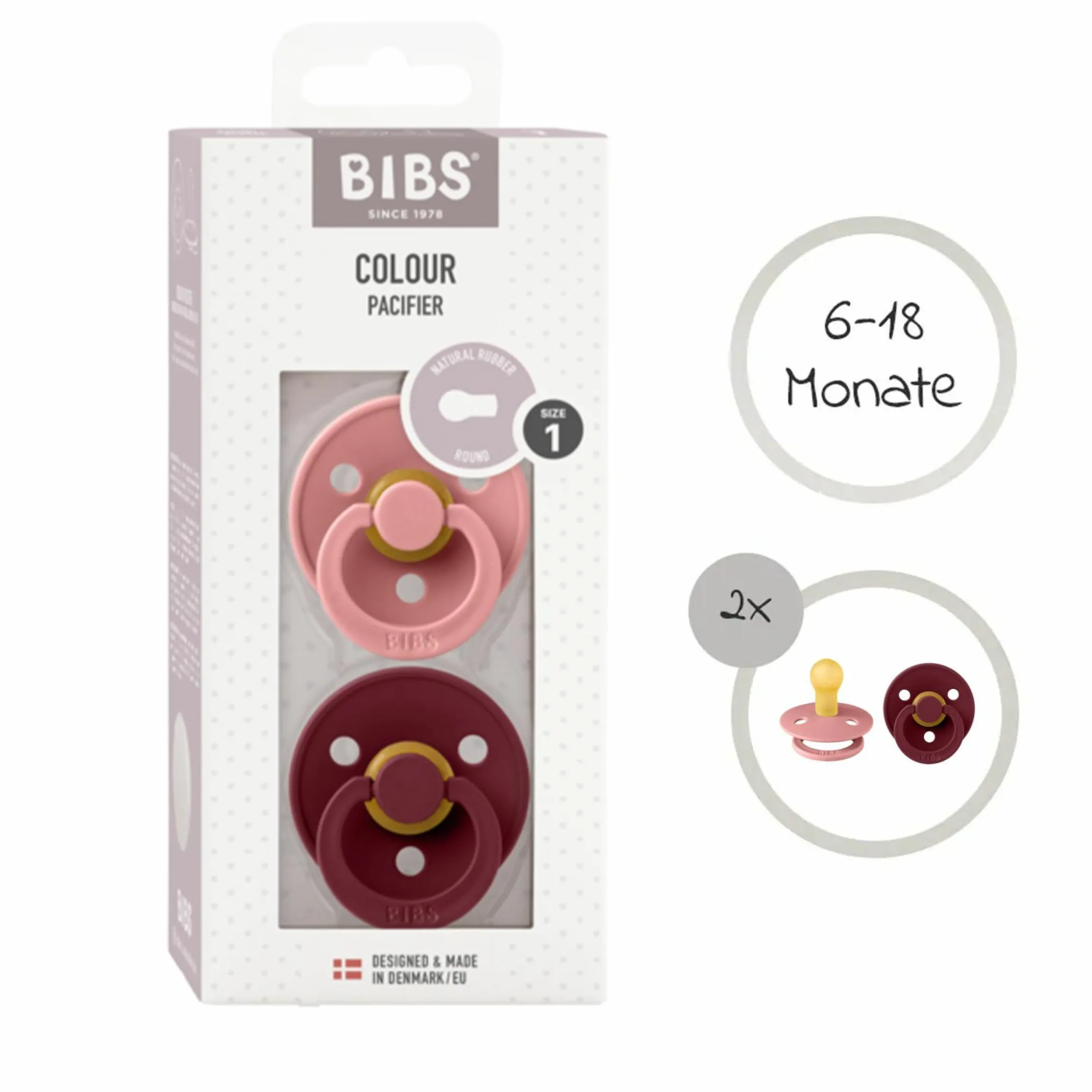 Schnuller - Colour 2er Pack - Dusty Pink / Elderberry - Gr. 6-18 M