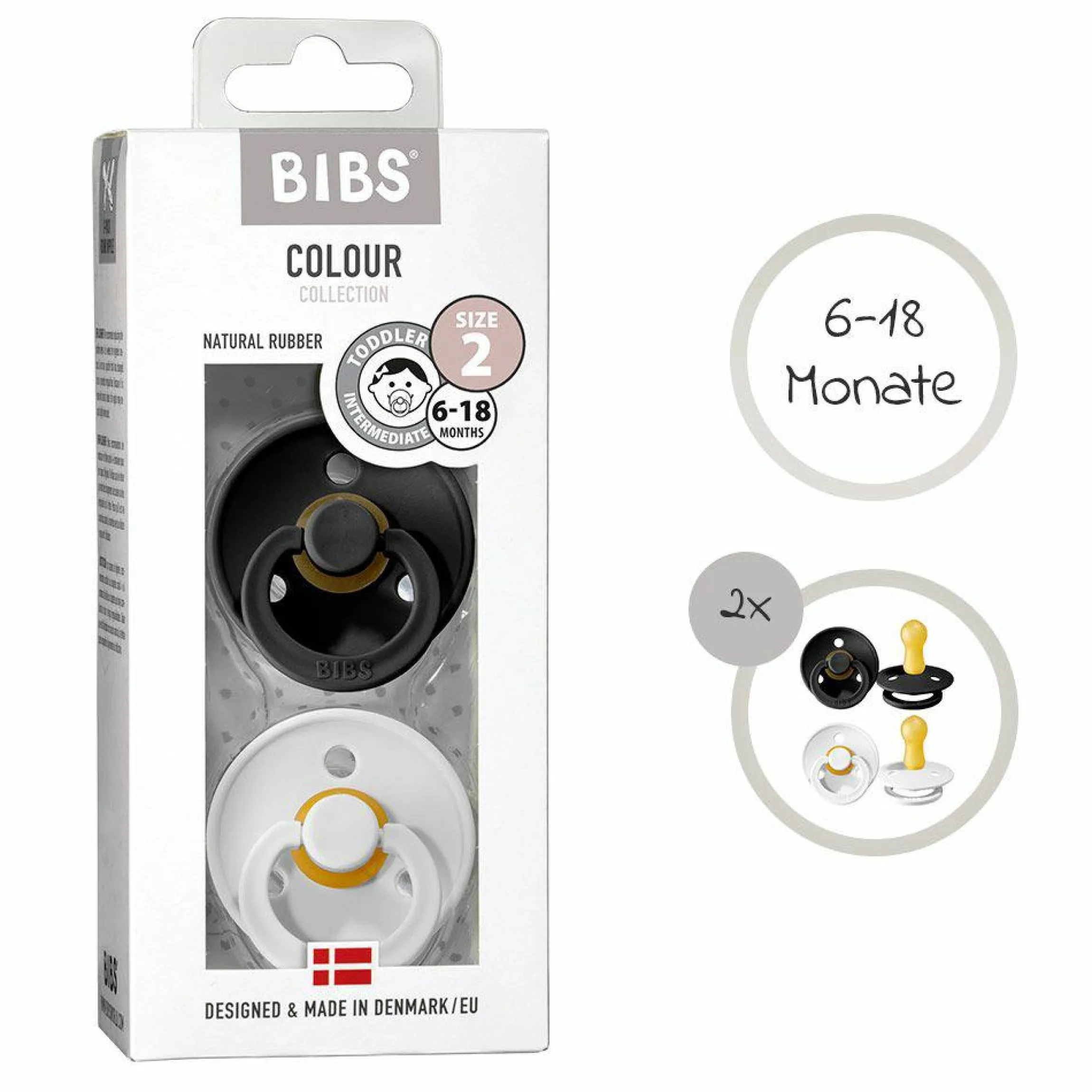 Schnuller - Colour 2er Pack - Black / White - Gr. 6-18 M