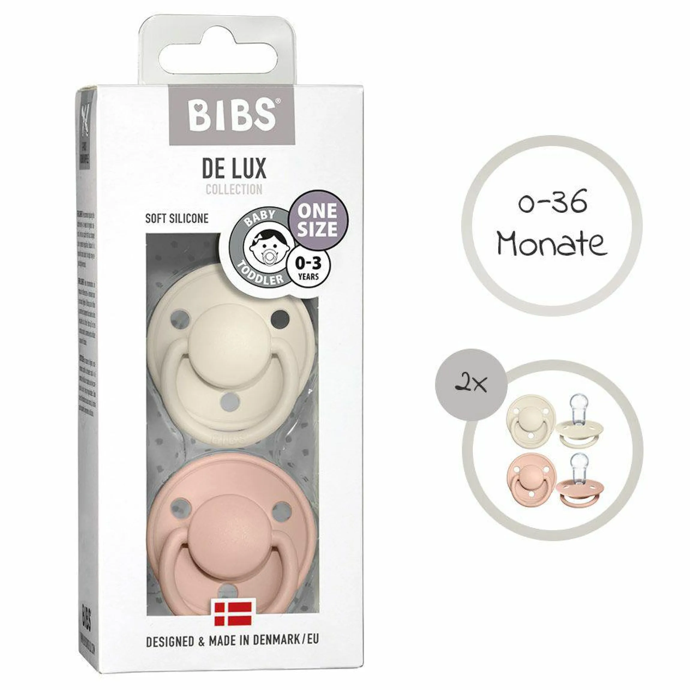 Schnuller - De Lux 2er Pack - Silikon - Ivory / Blush - Gr. 0-36 M
