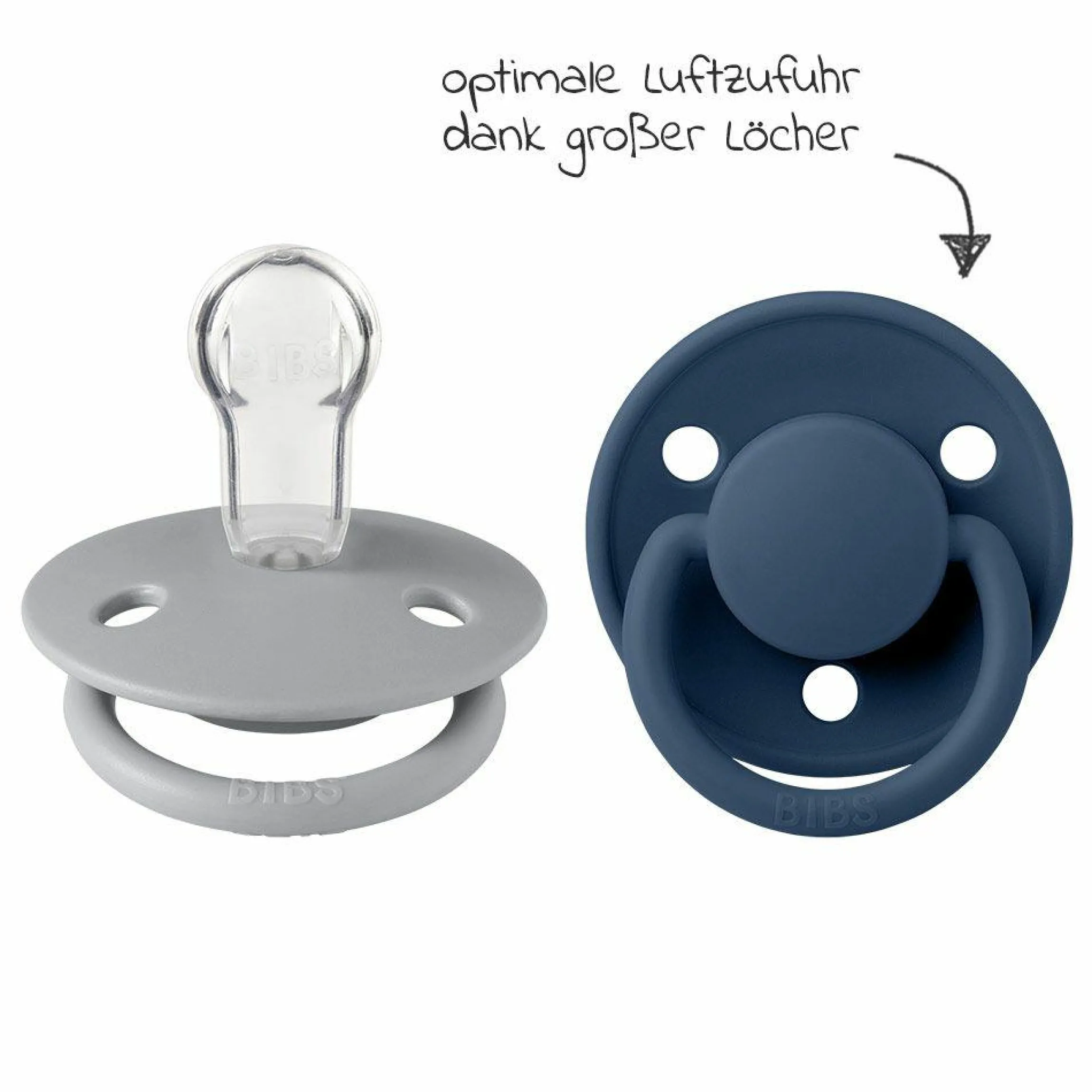 Schnuller - De Lux 2er Pack - Silikon - Cloud / Steel Blue - Gr. 0-36 M