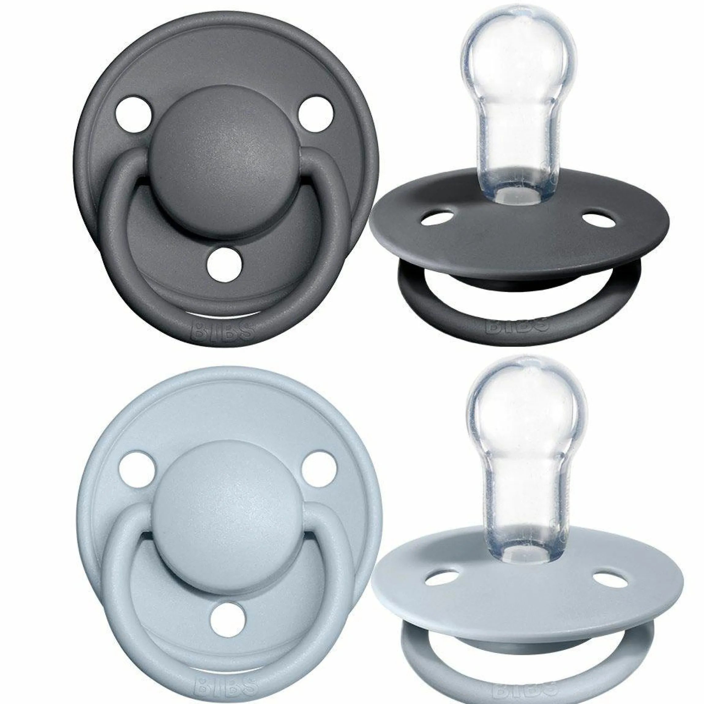 Schnuller - De Lux 2er Pack - Silikon - Iron / Baby Blue - Gr. 0-36 M