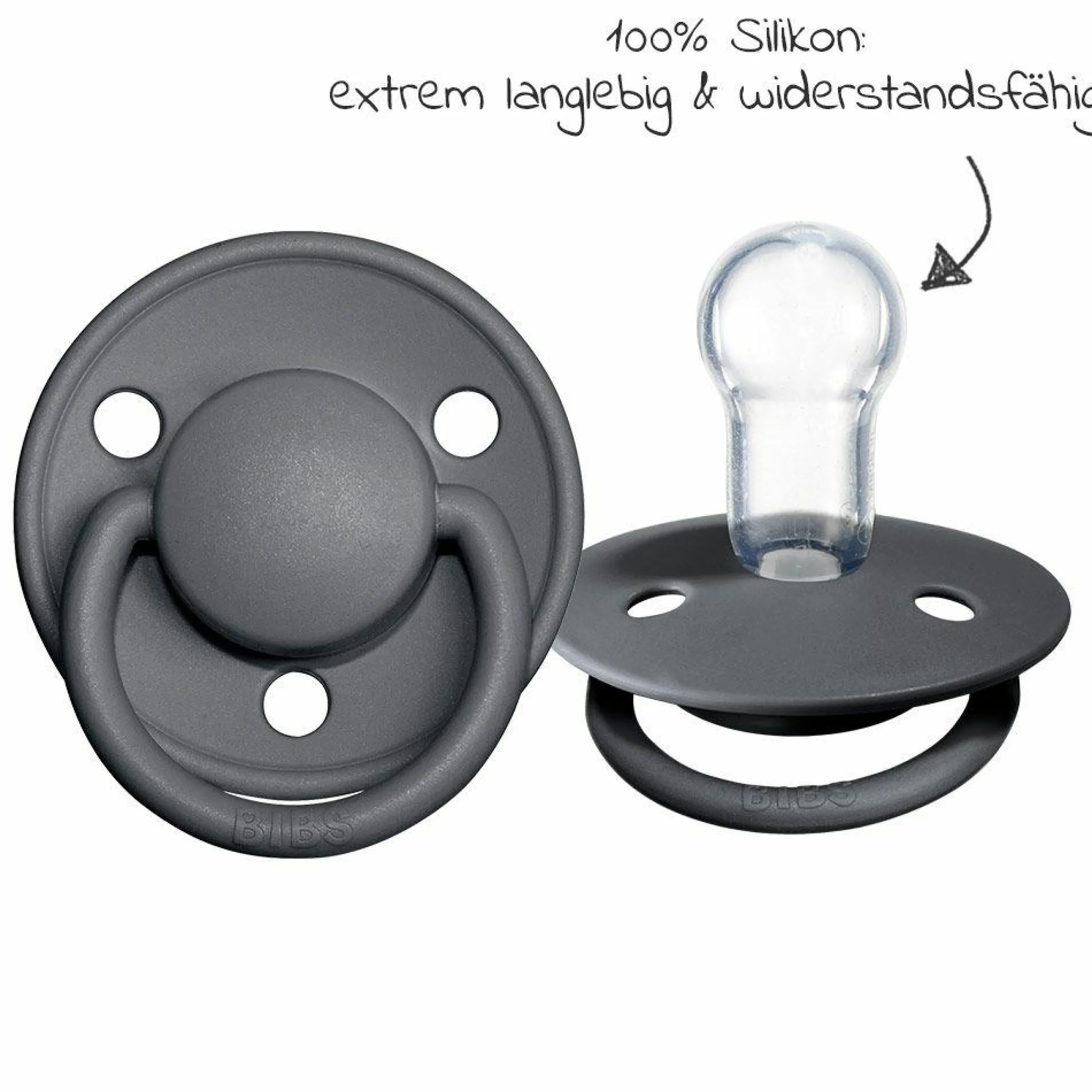 Schnuller - De Lux 2er Pack - Silikon - Iron / Baby Blue - Gr. 0-36 M