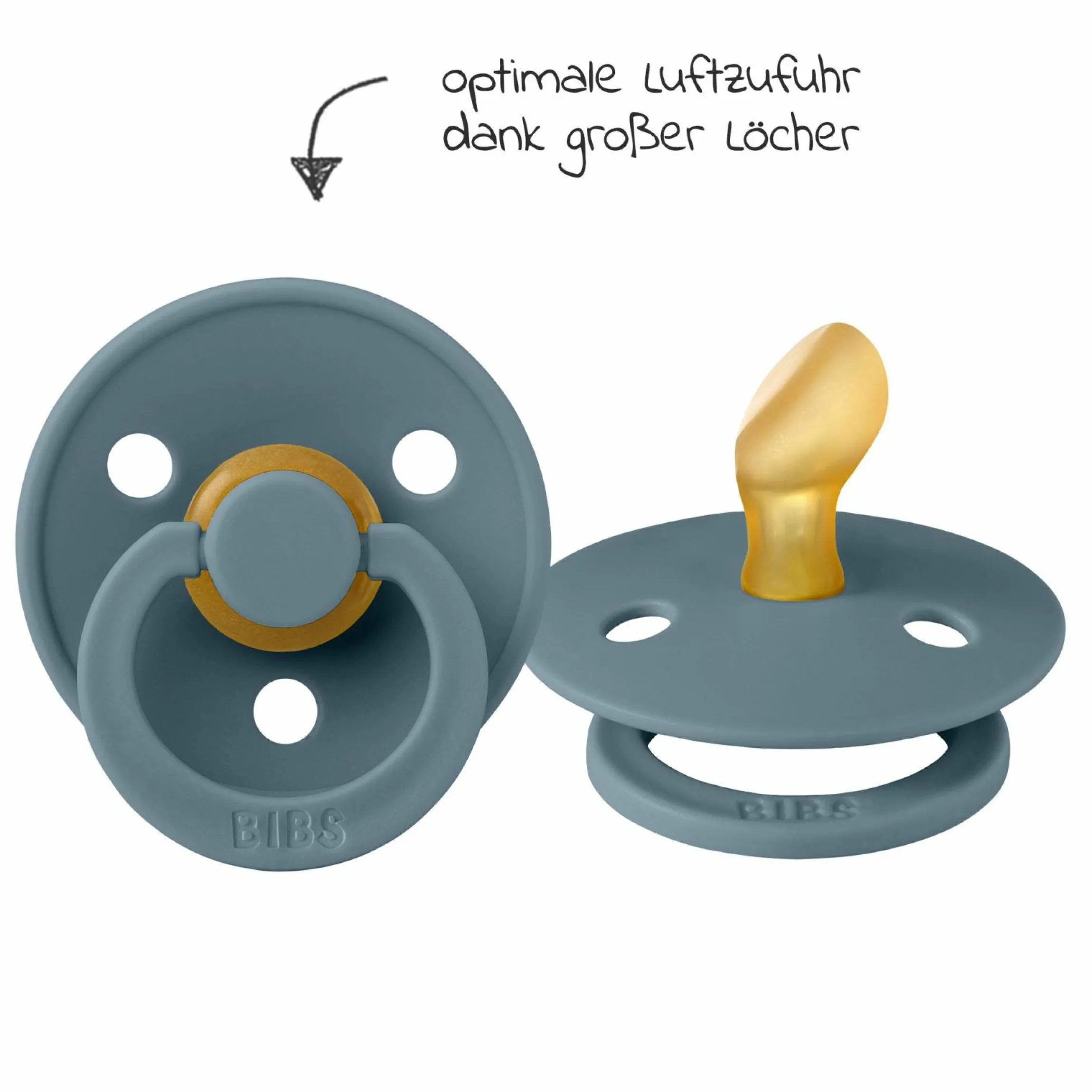 Schnuller 2er Pack Colour Anatomischer Sauger aus Naturkautschuk 0-6 M - Baby Blue / Petrol