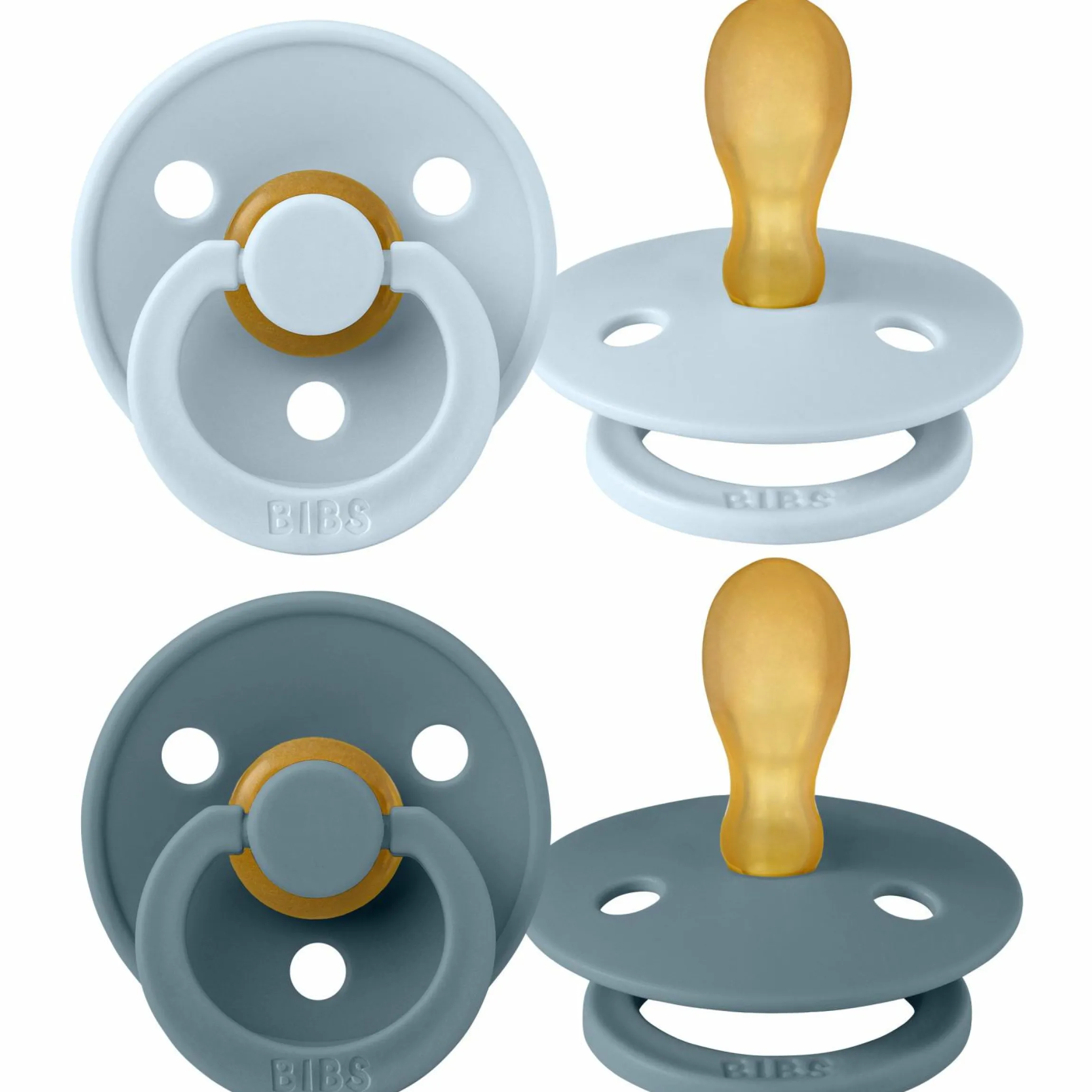 Schnuller 2er Pack Colour Symmetrischer Sauger aus Naturkautschuk 6-18 M - Baby Blue / Petrol