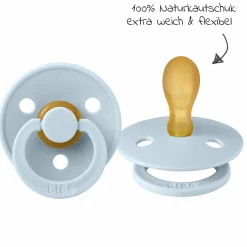 Schnuller 2er Pack Colour Symmetrischer Sauger aus Naturkautschuk 6-18 M - Baby Blue / Petrol