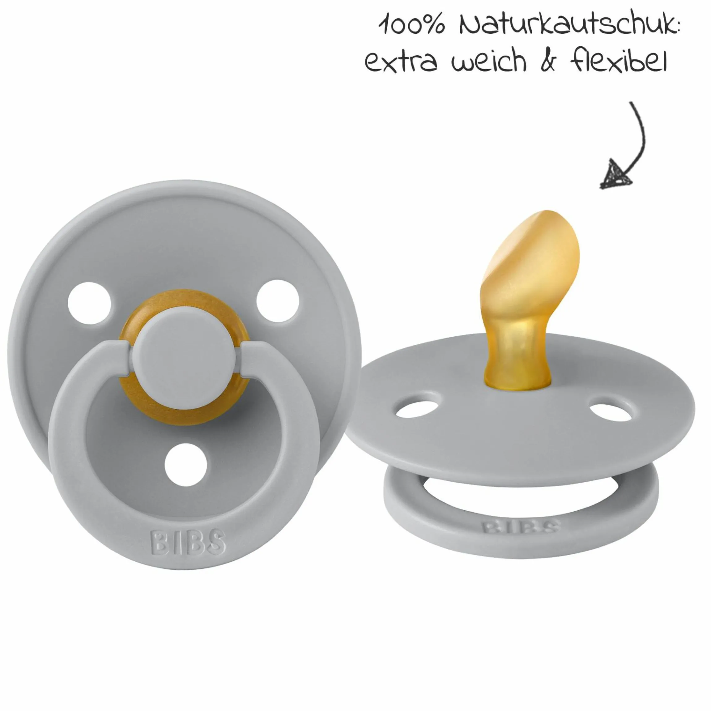 Schnuller 2er Pack Colour Anatomischer Sauger aus Naturkautschuk 0-6 M - Cloud / Vanilla