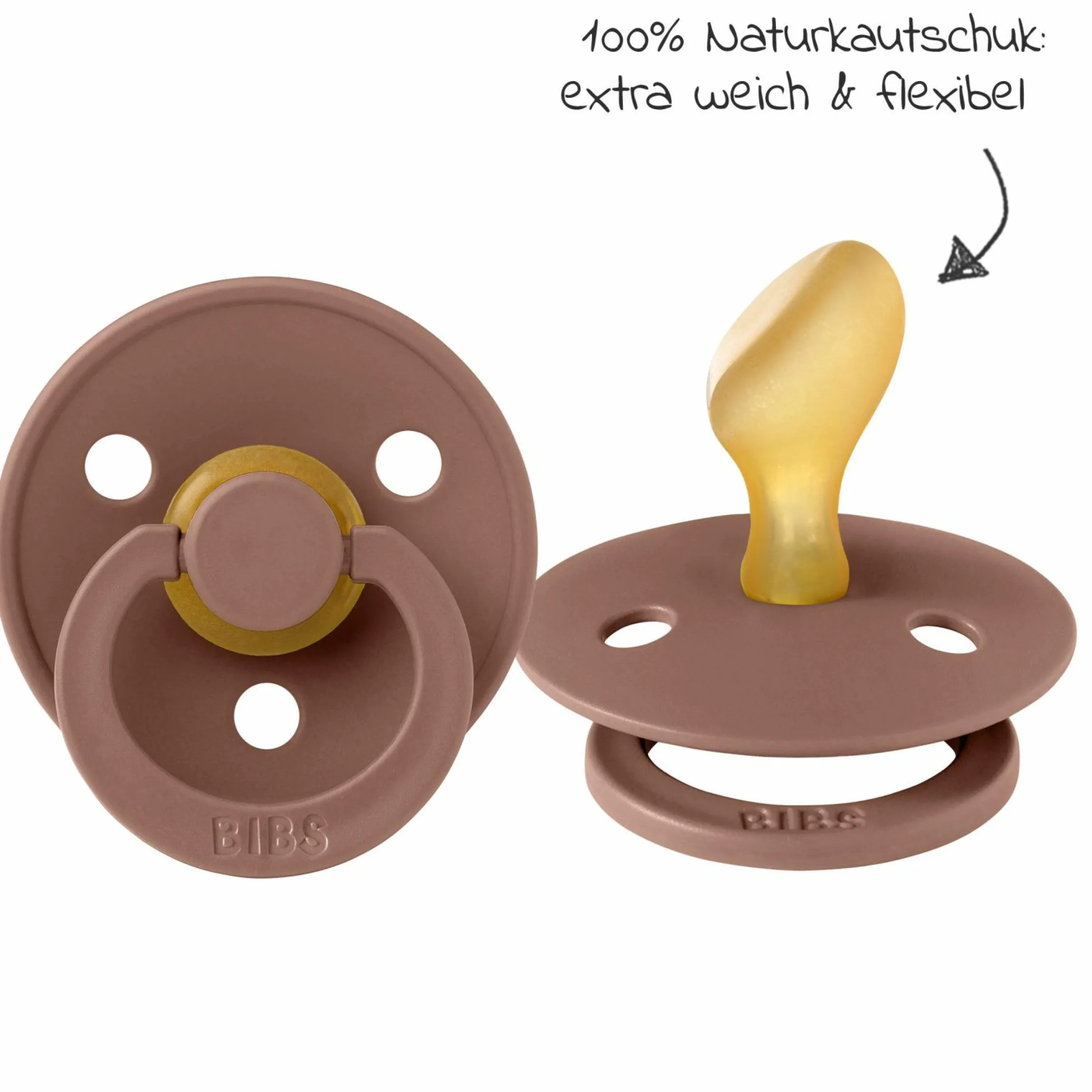 Schnuller 2er Pack Colour Anatomischer Sauger aus Naturkautschuk 6-18 M - Woodchuck / Blush