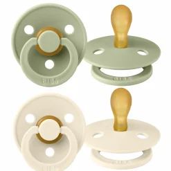 Schnuller 2er Pack Colour Symmetrischer Sauger aus Naturkautschuk 0-6 M - Sage / Ivory