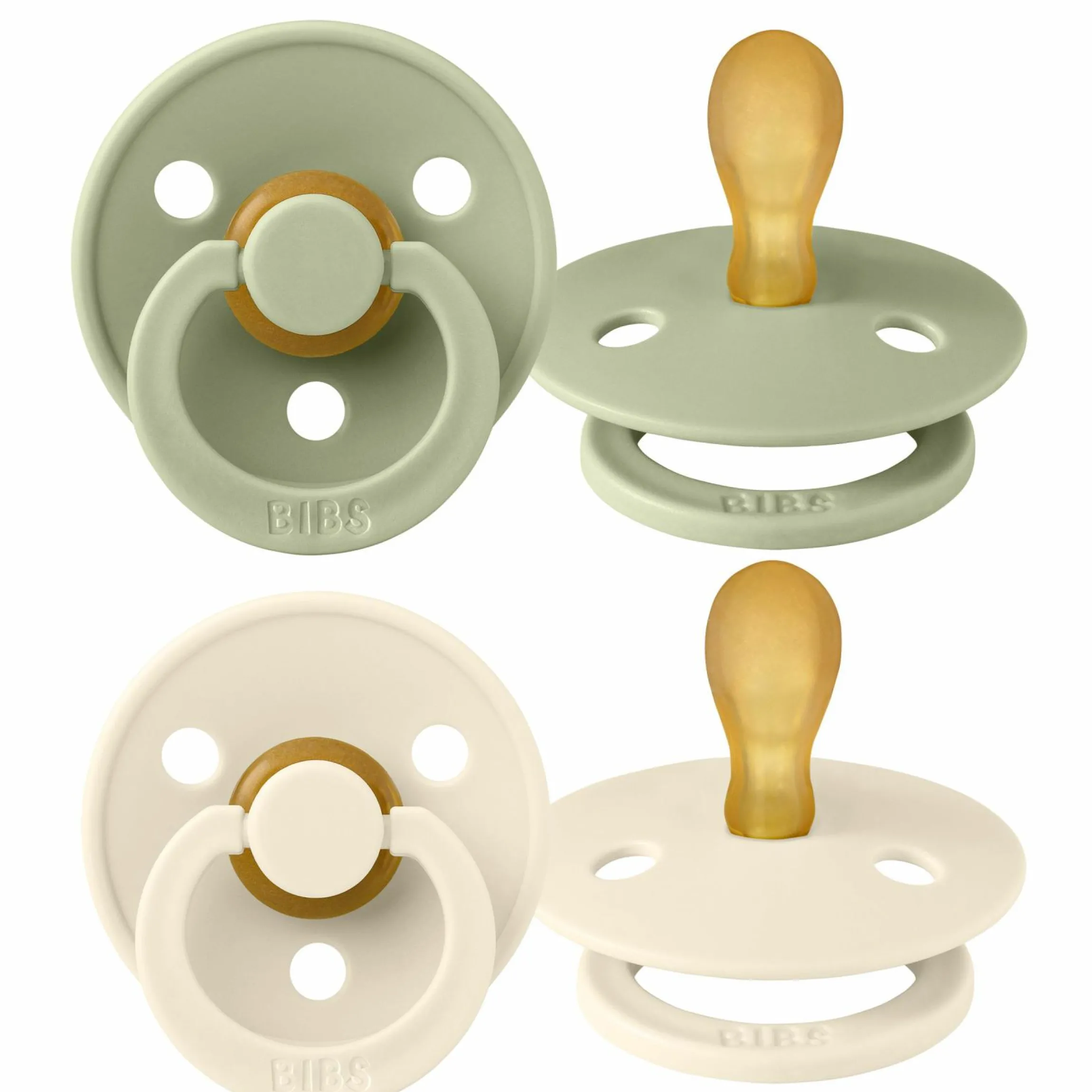 Schnuller 2er Pack Colour Symmetrischer Sauger aus Naturkautschuk 0-6 M - Sage / Ivory