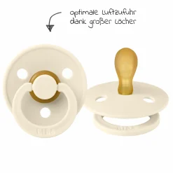 Schnuller 2er Pack Colour Symmetrischer Sauger aus Naturkautschuk 0-6 M - Sage / Ivory