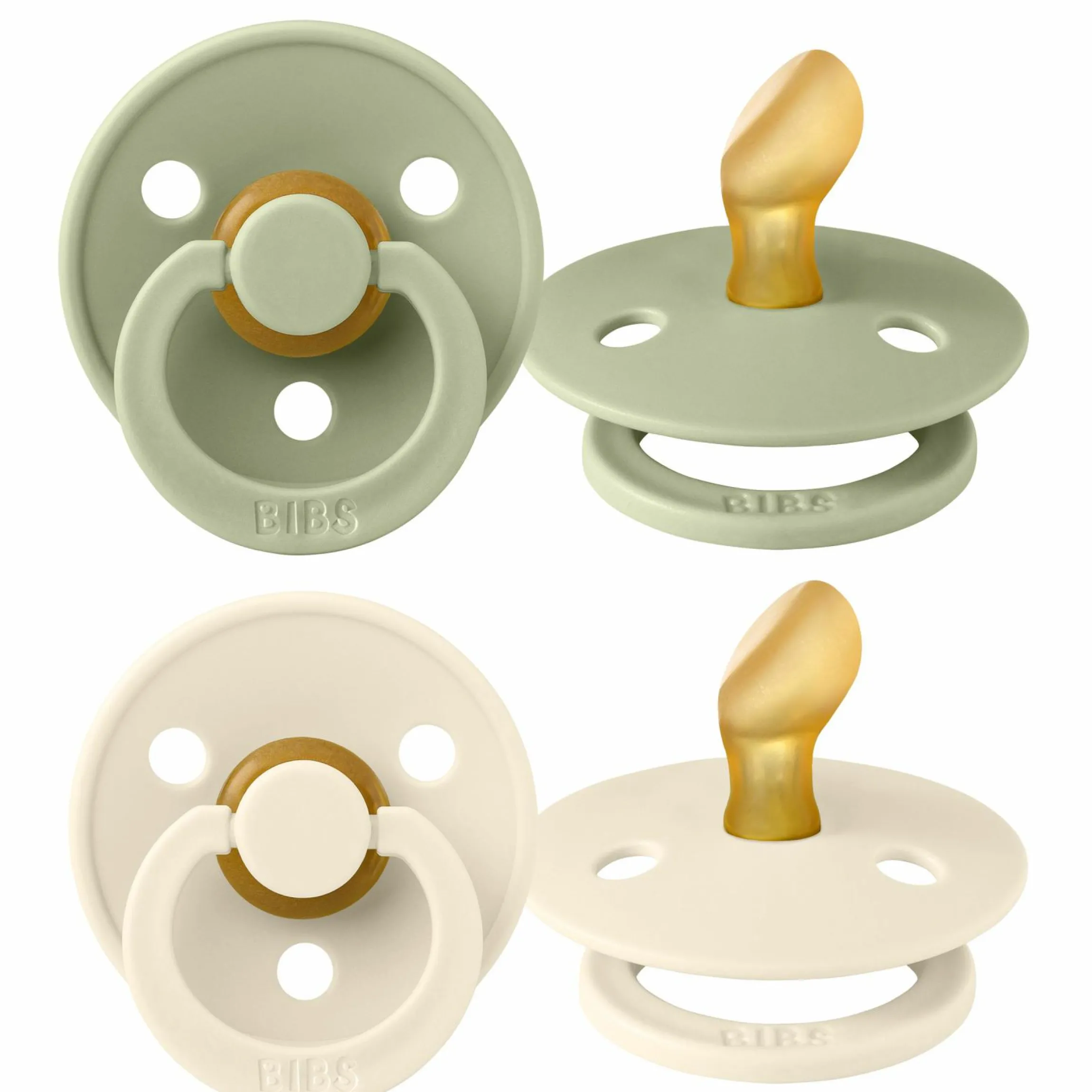 Schnuller 2er Pack Colour Anatomischer Sauger aus Naturkautschuk 0-6 M - Sage / Ivory