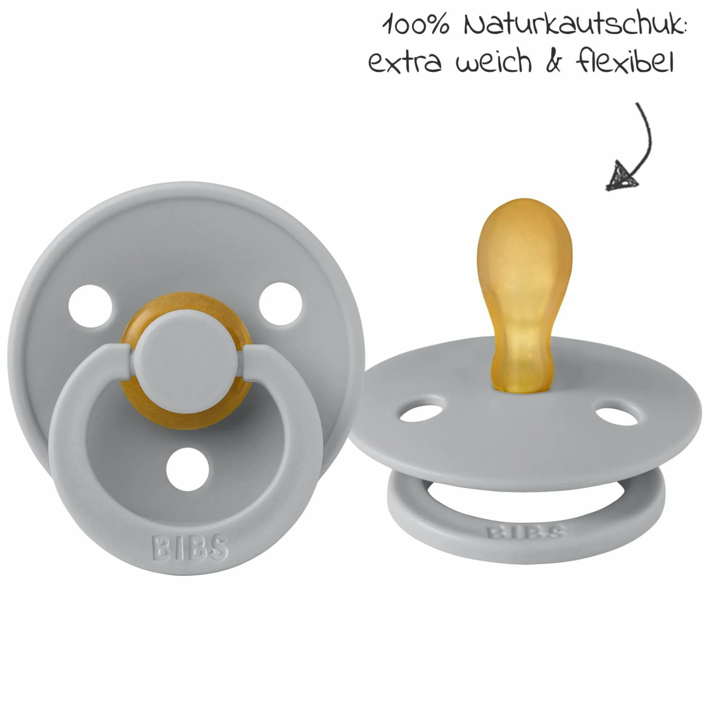 Schnuller 2er Pack Colour Symmetrischer Sauger aus Naturkautschuk 0-6 M - Cloud / Vanilla