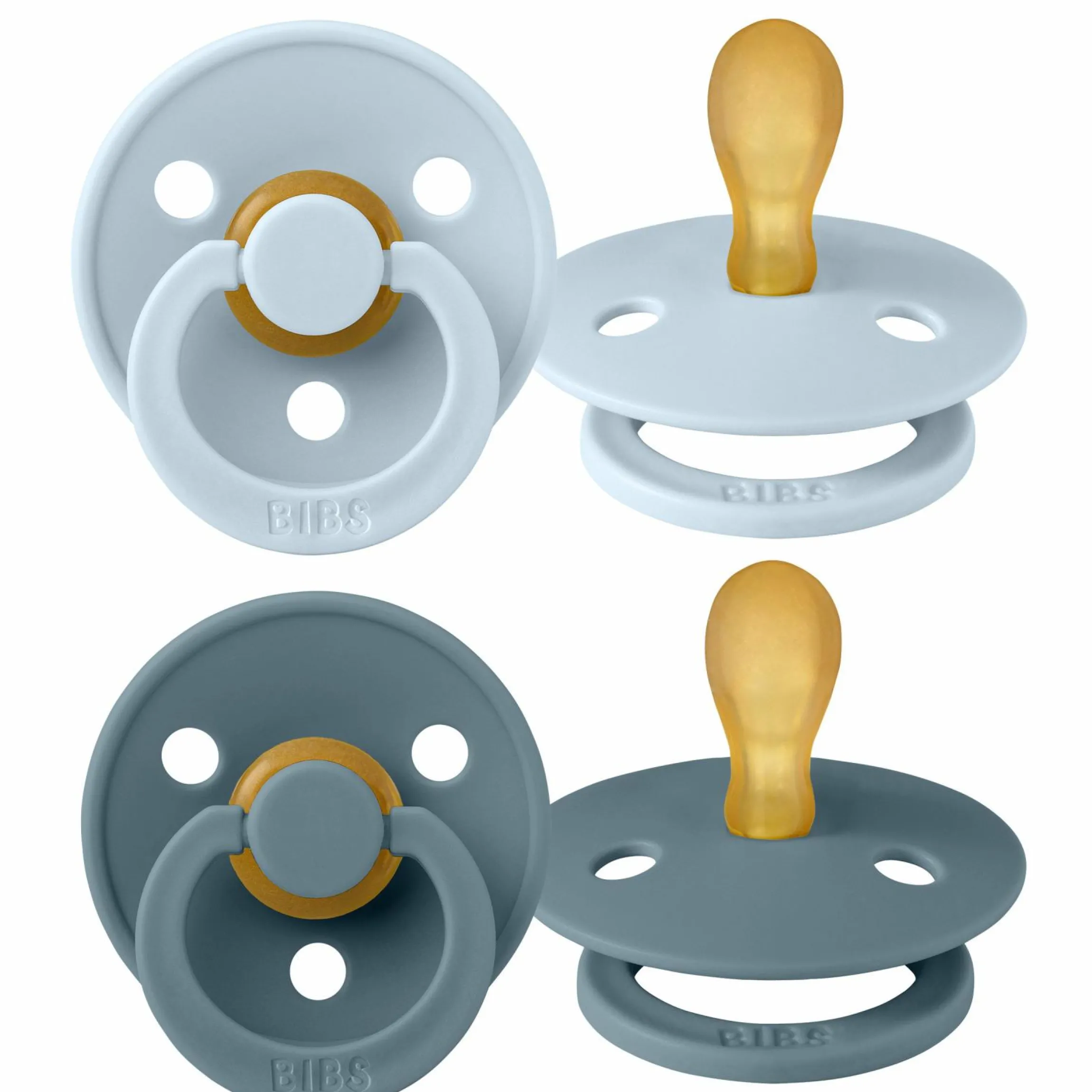 Schnuller 2er Pack Colour Symmetrischer Sauger aus Naturkautschuk 0-6 M - Baby Blue / Petrol