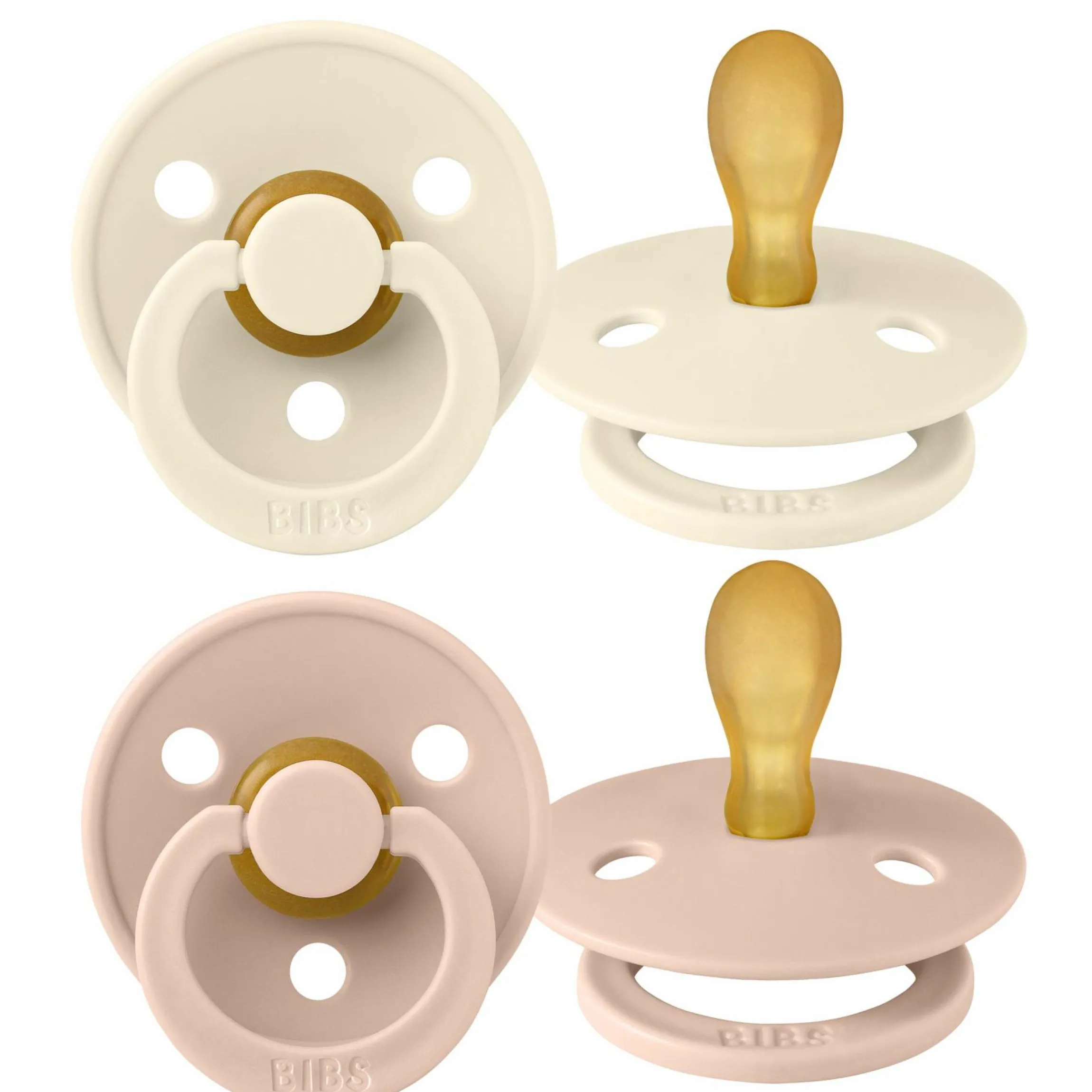 Schnuller 2er Pack Colour Symmetrischer Sauger aus Naturkautschuk 0-6 M - Ivory / Blush