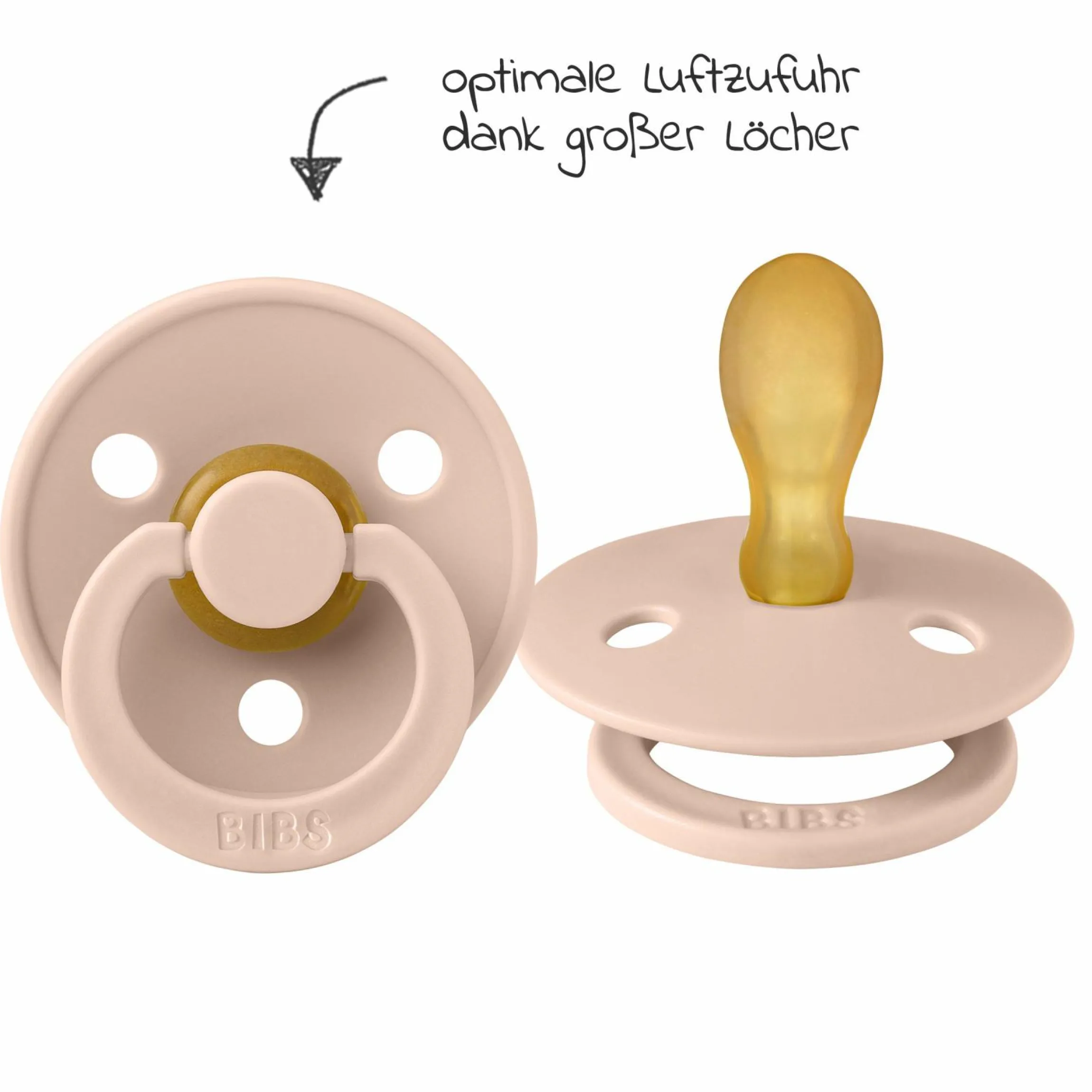 Schnuller 2er Pack Colour Symmetrischer Sauger aus Naturkautschuk 6-18 M - Ivory / Blush